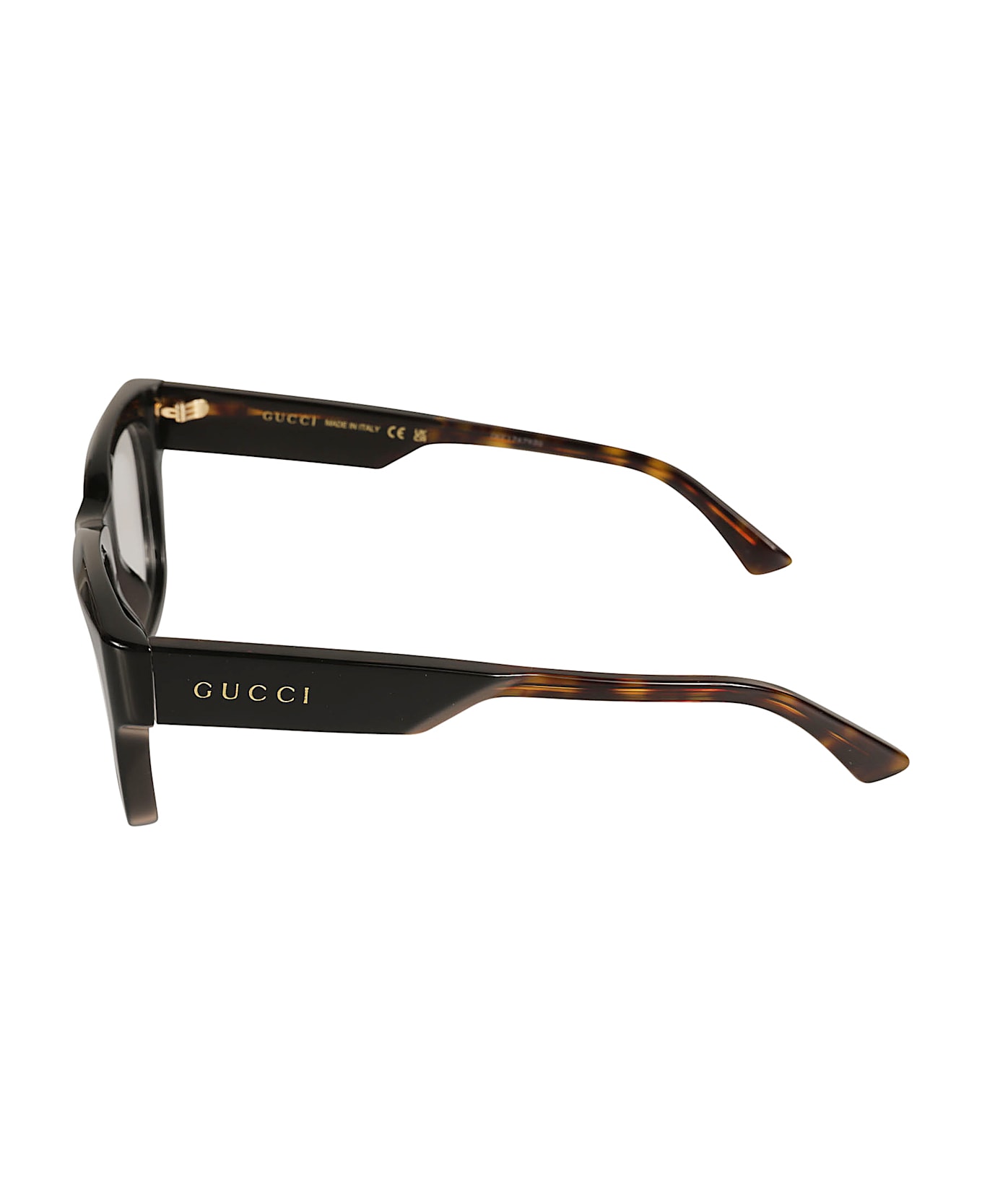 Gucci Eyewear Square Logo Lens Frame - BLACK-HAVANA-TRANSPARENT