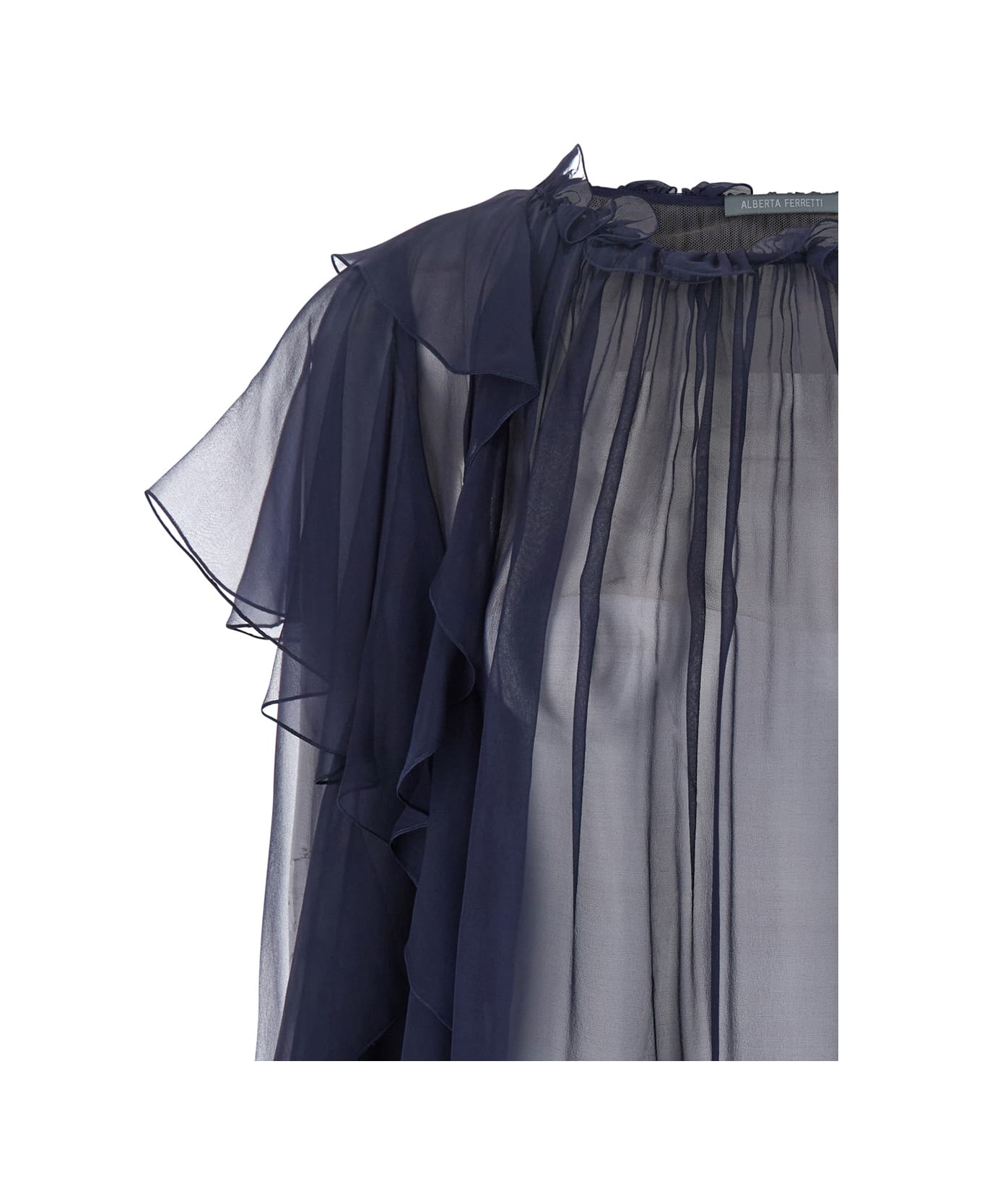 Alberta Ferretti Shirt With Ruffle Detail - Blue