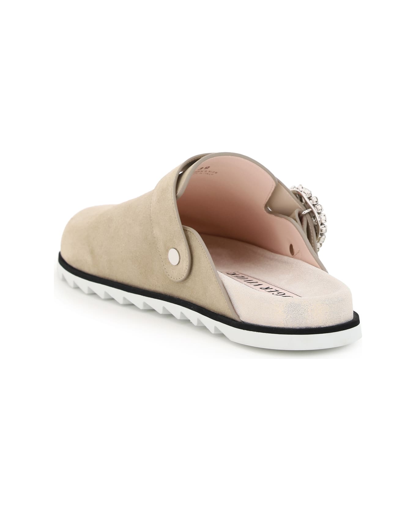 Roger Vivier Slidy Viv Mules Closed Toe Jewel Buckle - NATURALE CHIARO (Beige)
