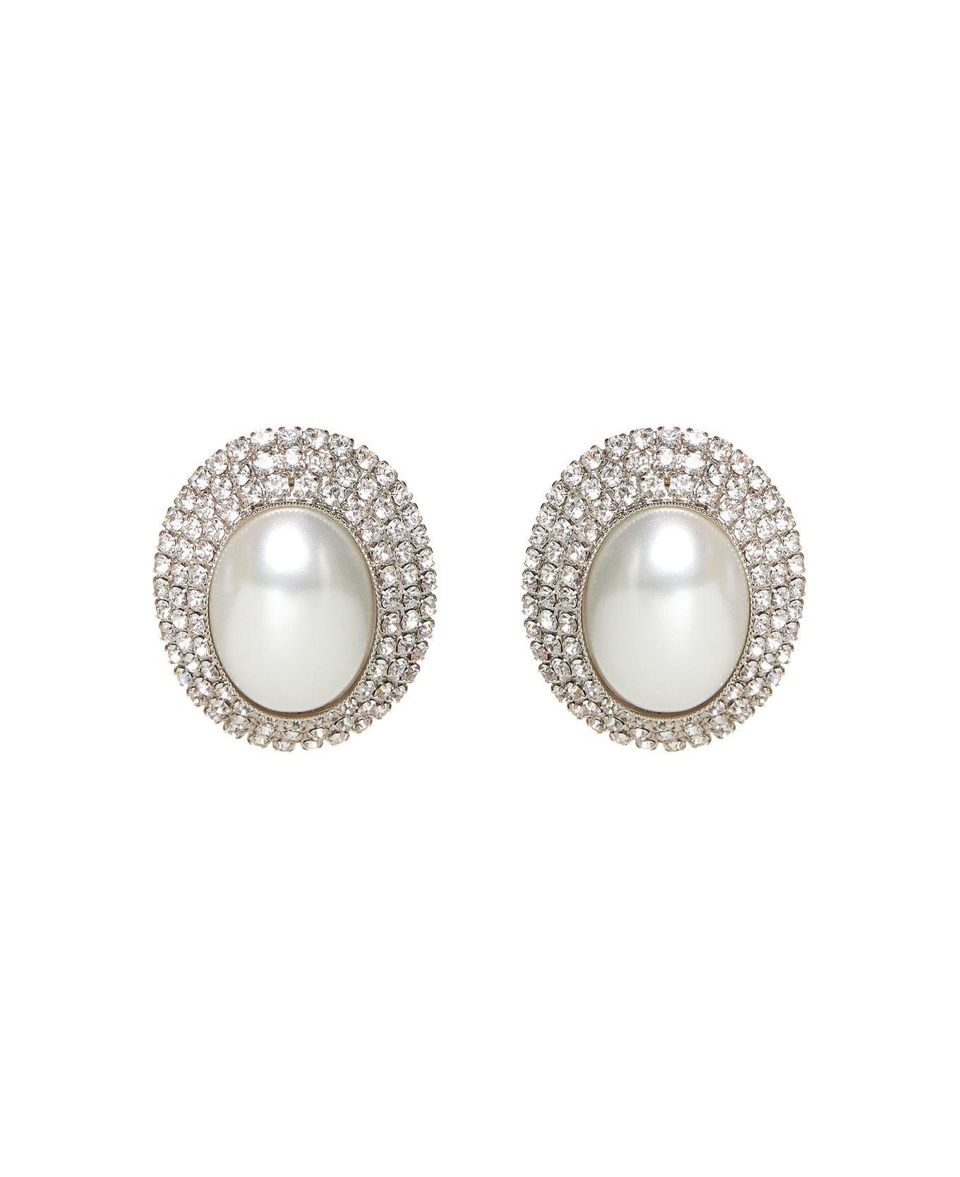 Alessandra Rich Embellished Clip-on Earrings - Cry Silver