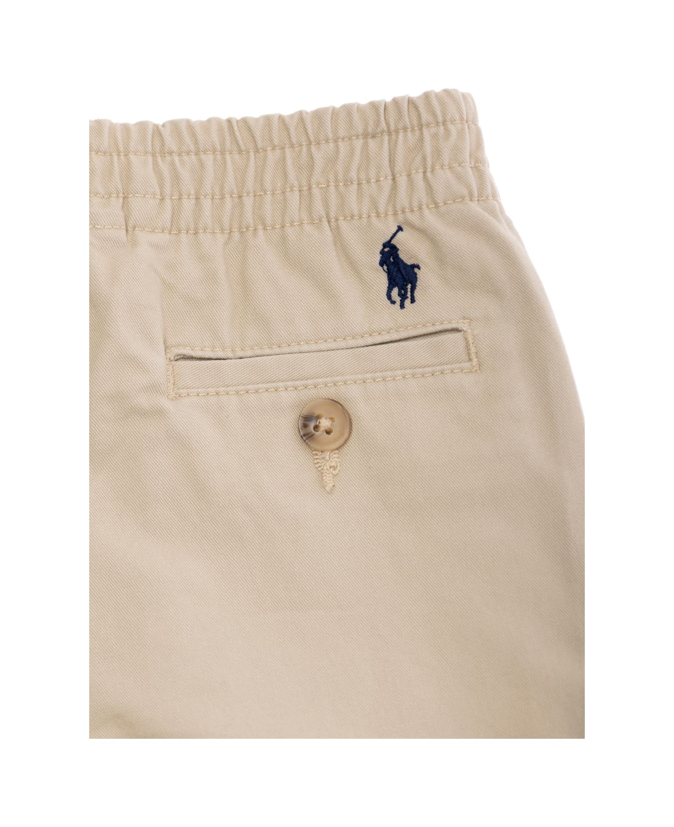 Polo Ralph Lauren Beige Pants With Elastic Waist And Pony Embroidery On The Rear In Cotton Baby - Beige
