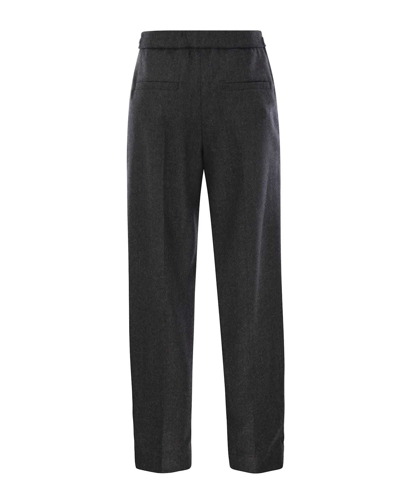 Brunello Cucinelli Baggy Sartorial Wool Trousers - Dark Grey