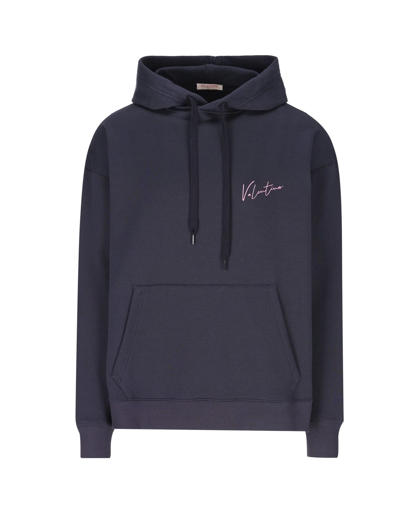 Valentino Logo Printed Drawstring Hoodie - Blue