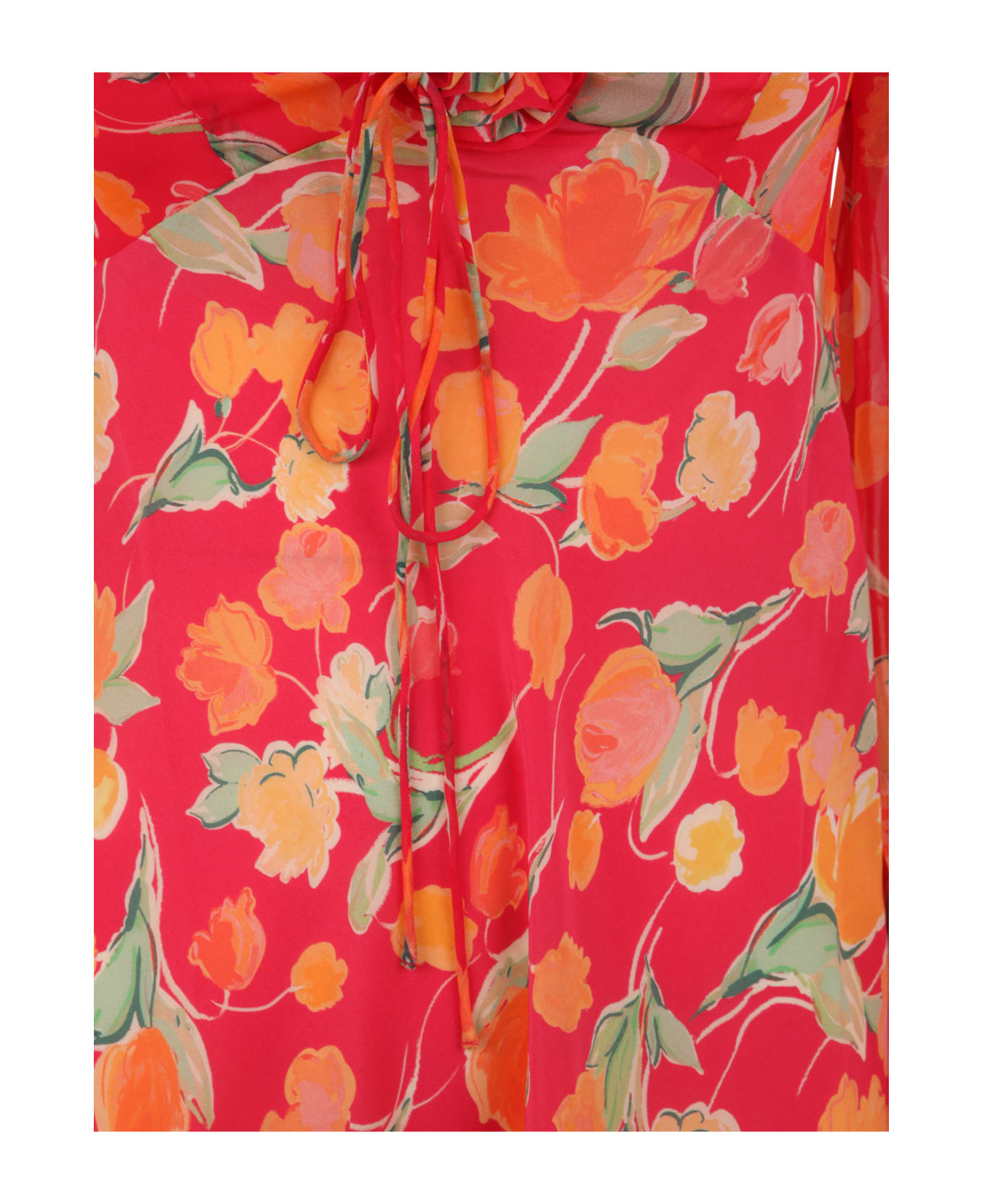 RIXO Jeanie Long Dress - Fontainhas Floral Coral