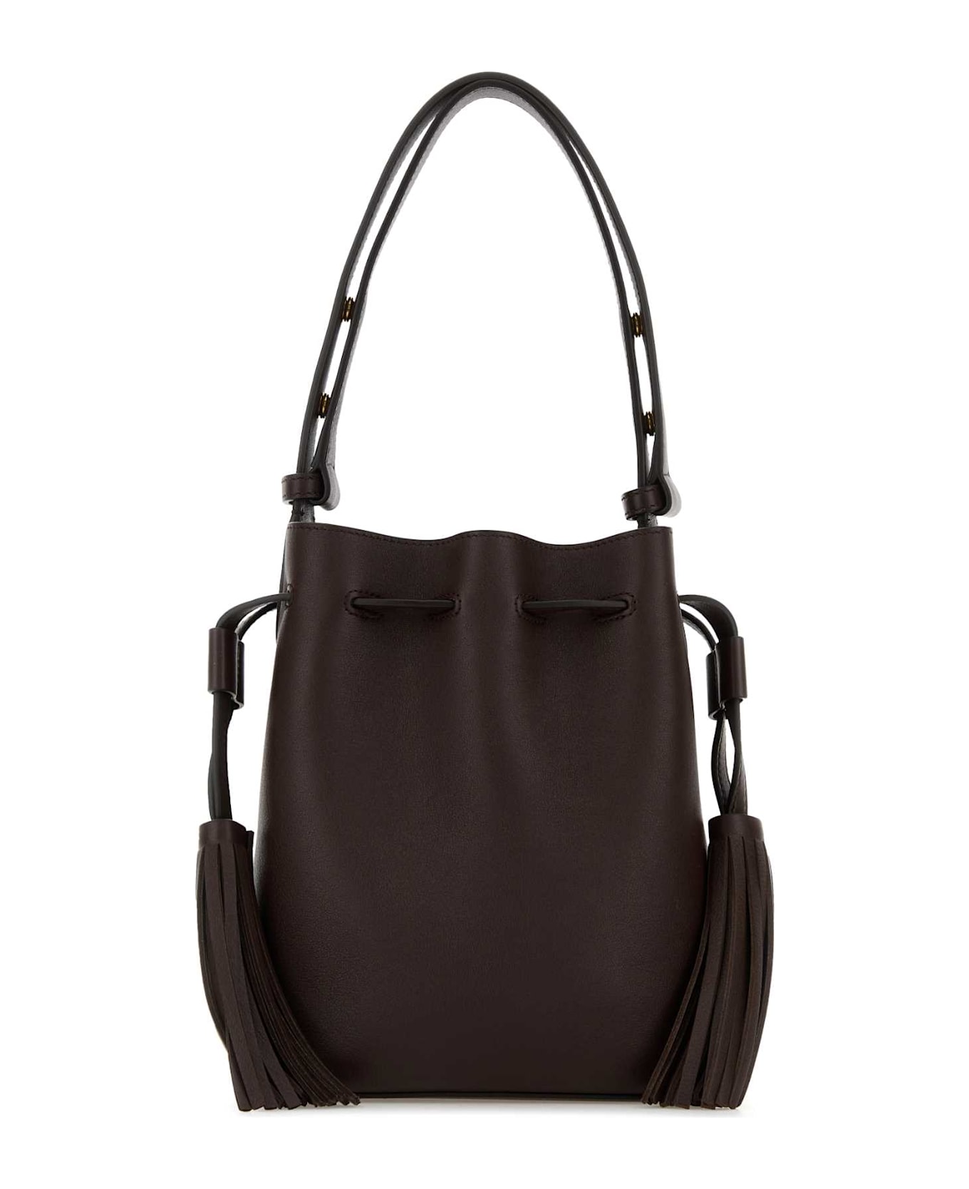 Valentino Garavani Chocolate Leather Vlogo Signature Bucket Bag - DARKCOFFEE
