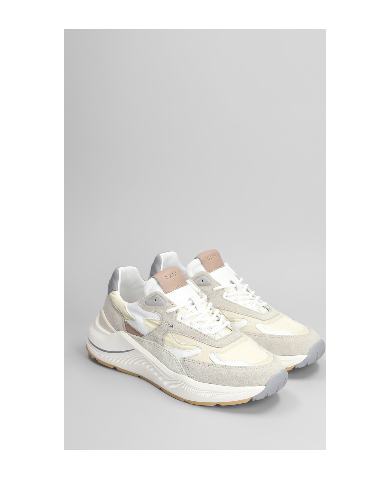 D.A.T.E. Fuga Sneakers In Beige Suede And Fabric - beige