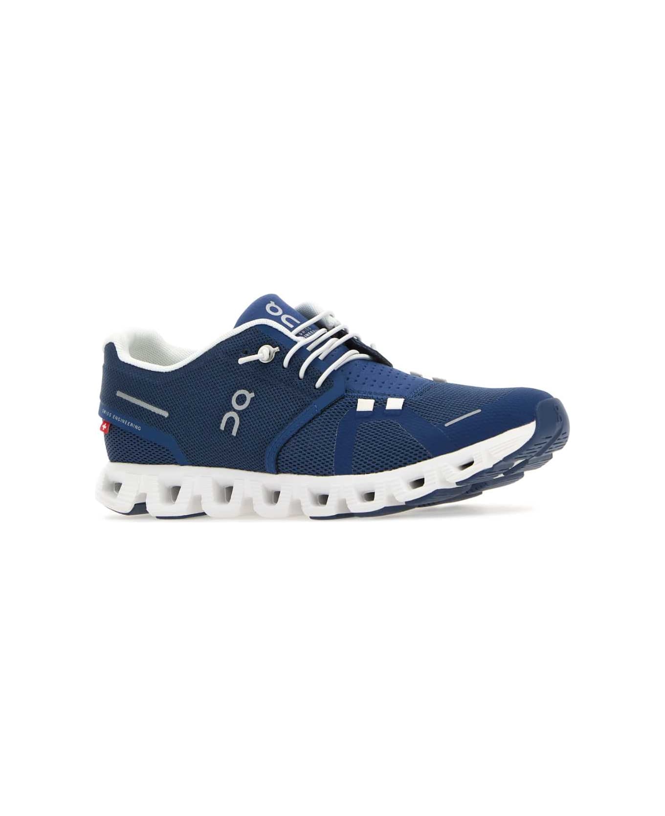 ON Blue Fabric Cloud 5 Sneakers - DENIMWHITE