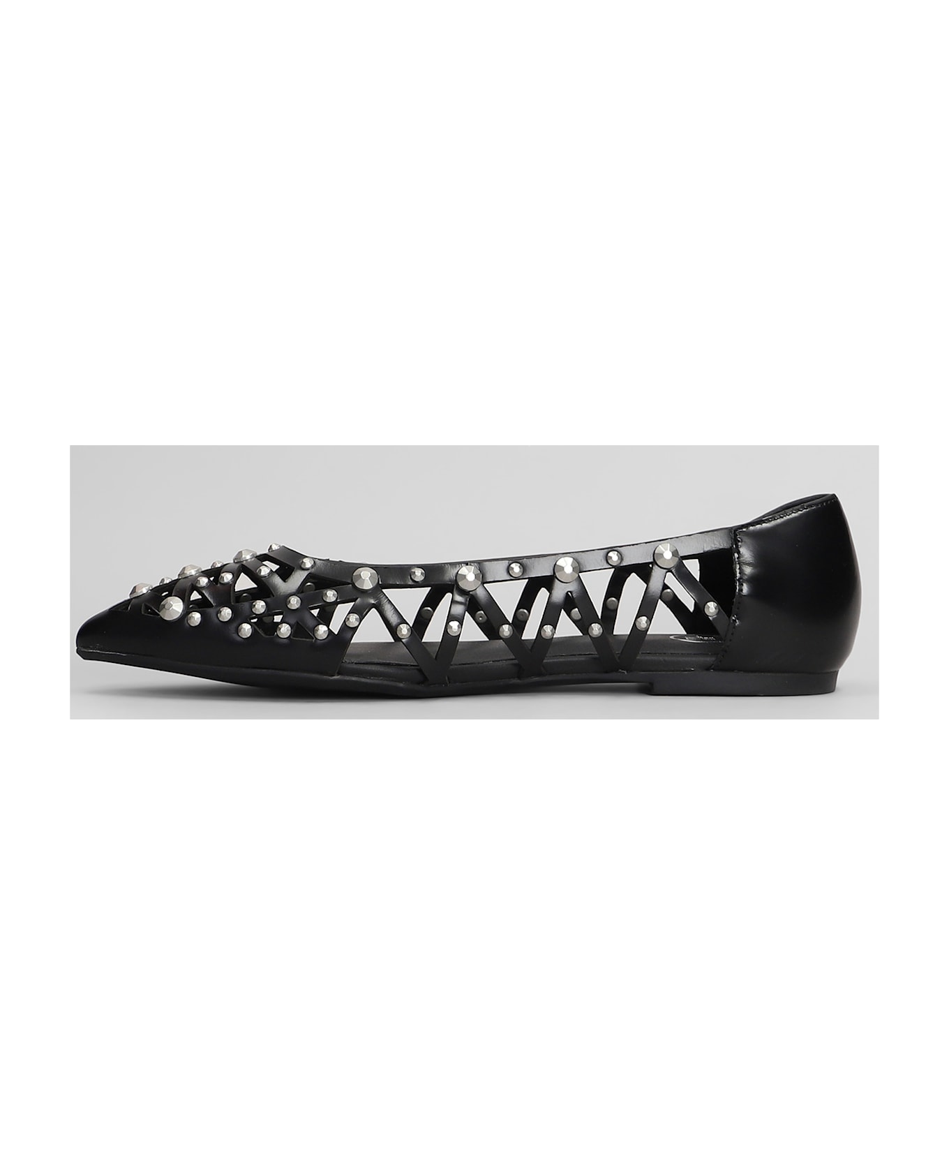 Ash Bazaar Bis Ballet Flats In Black Leather - black