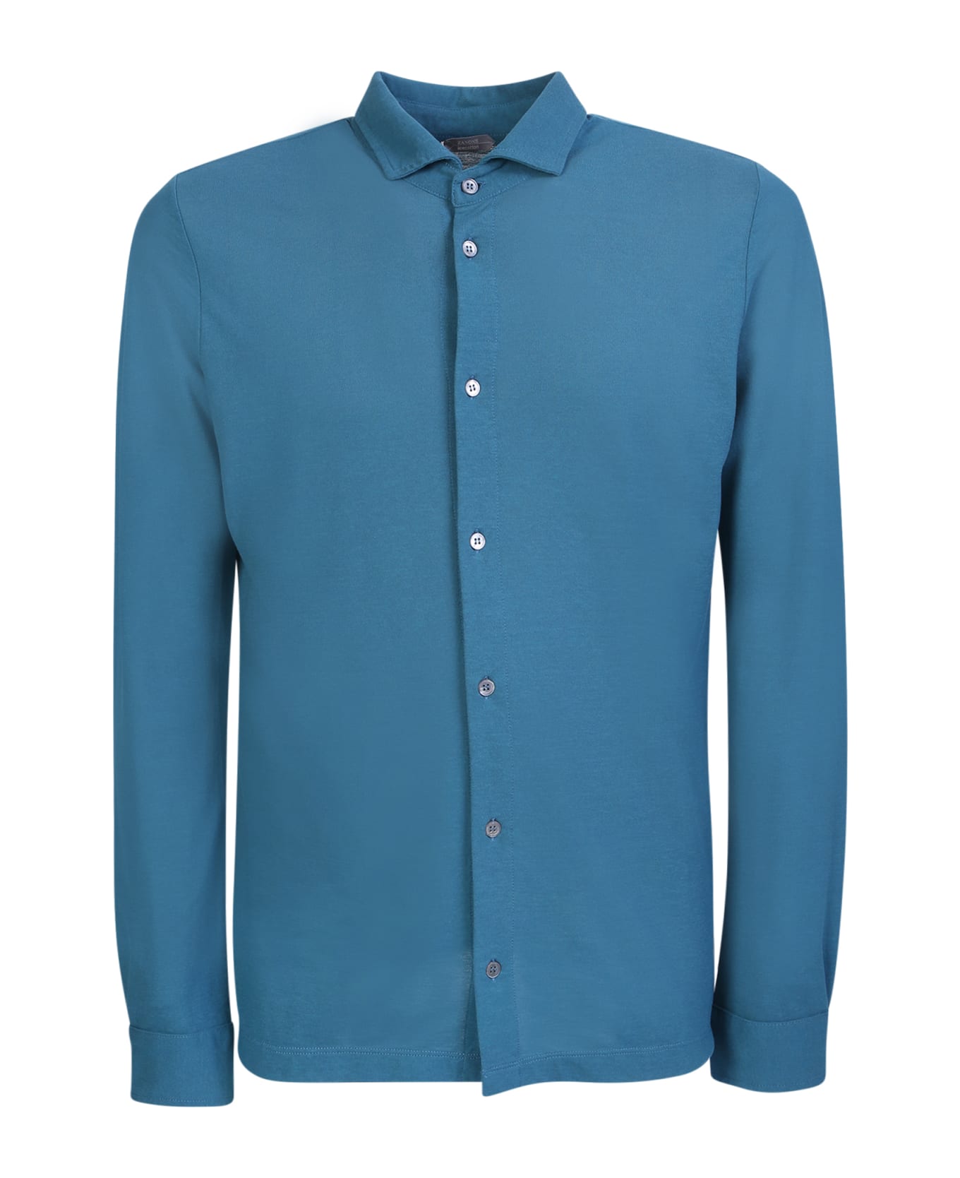 Zanone Teal Cotton Shirt - Blue