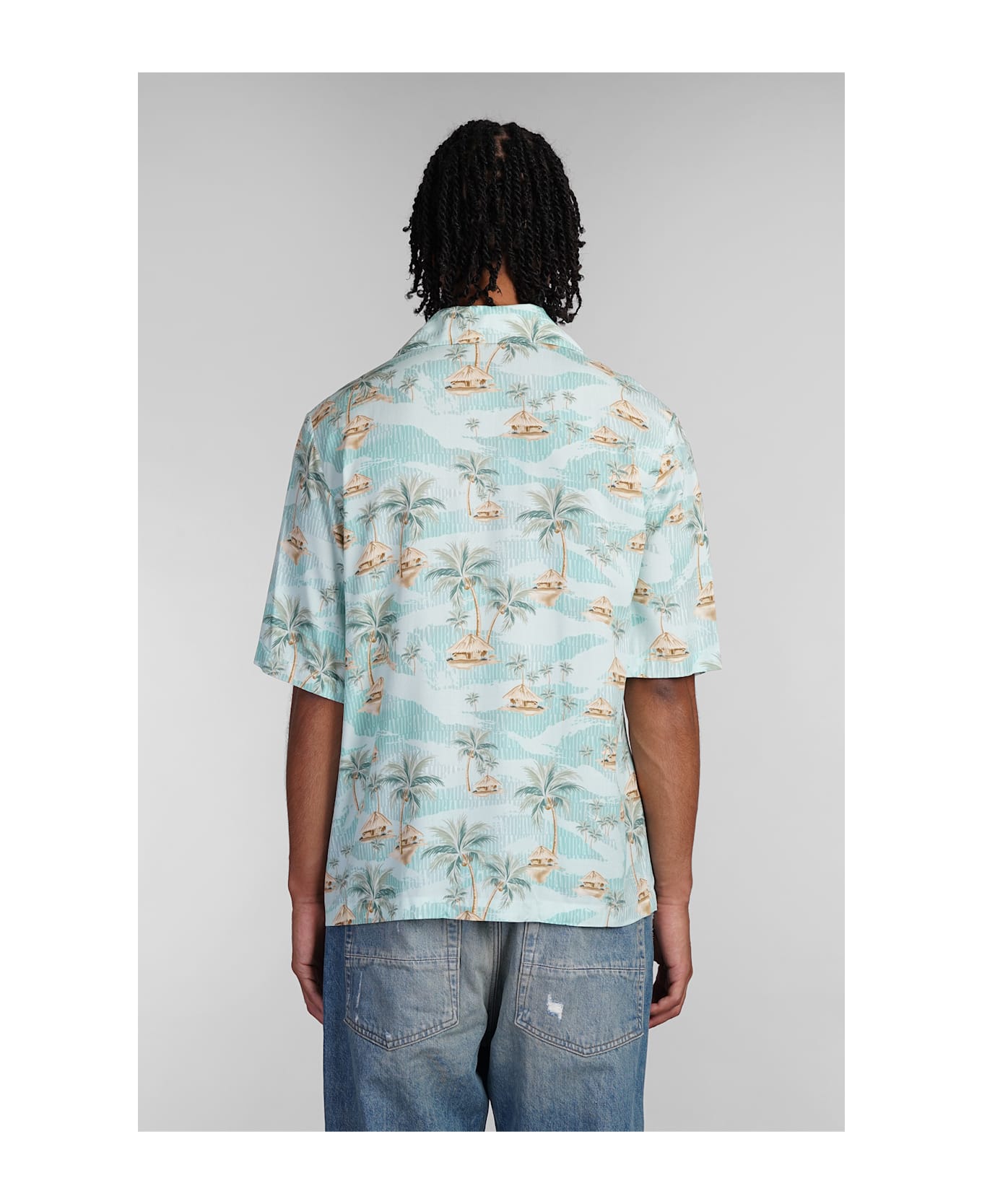 AMIRI Shirt In Cyan Viscose - cyan