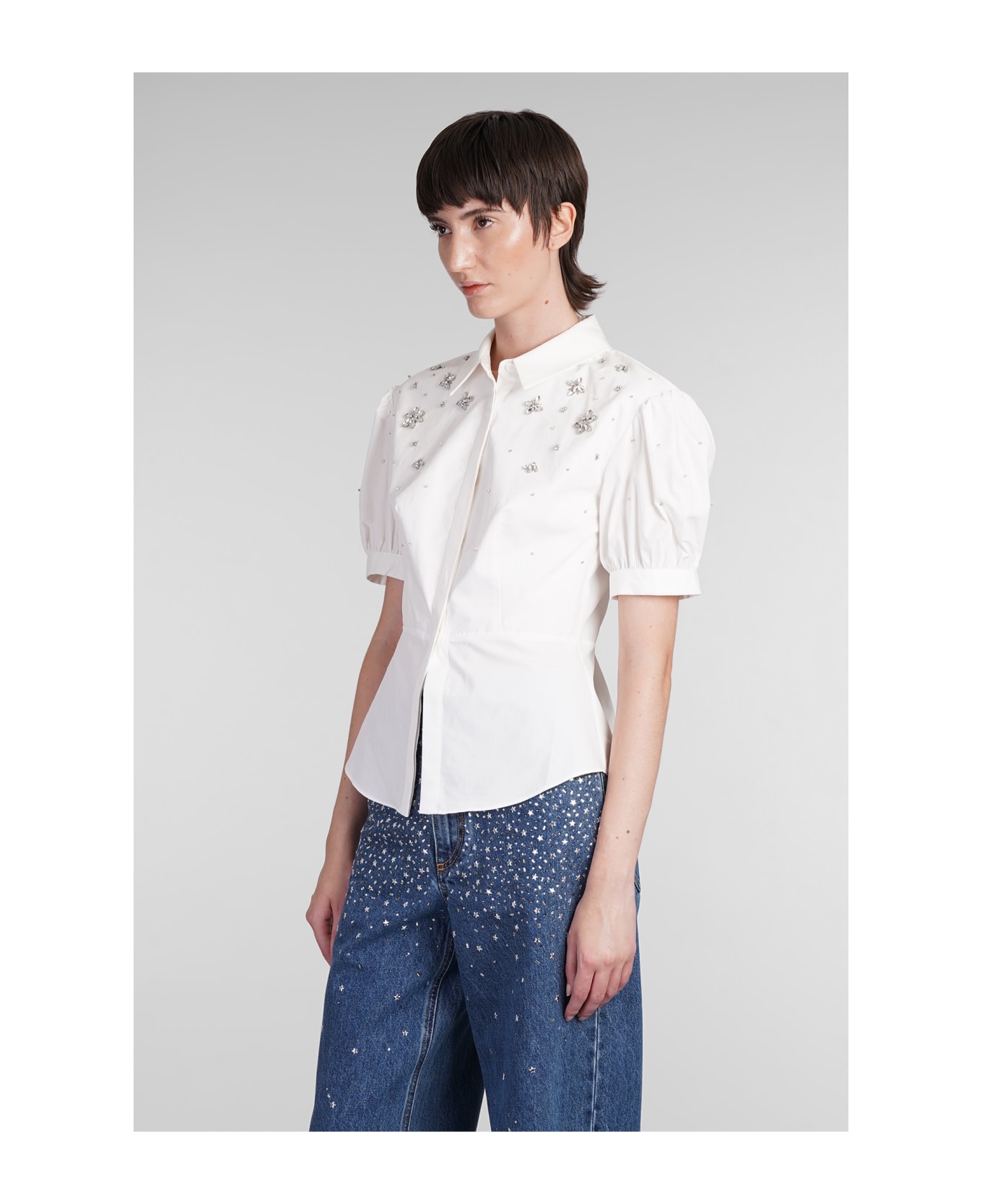 self-portrait Shirt In White Cotton - Non definito