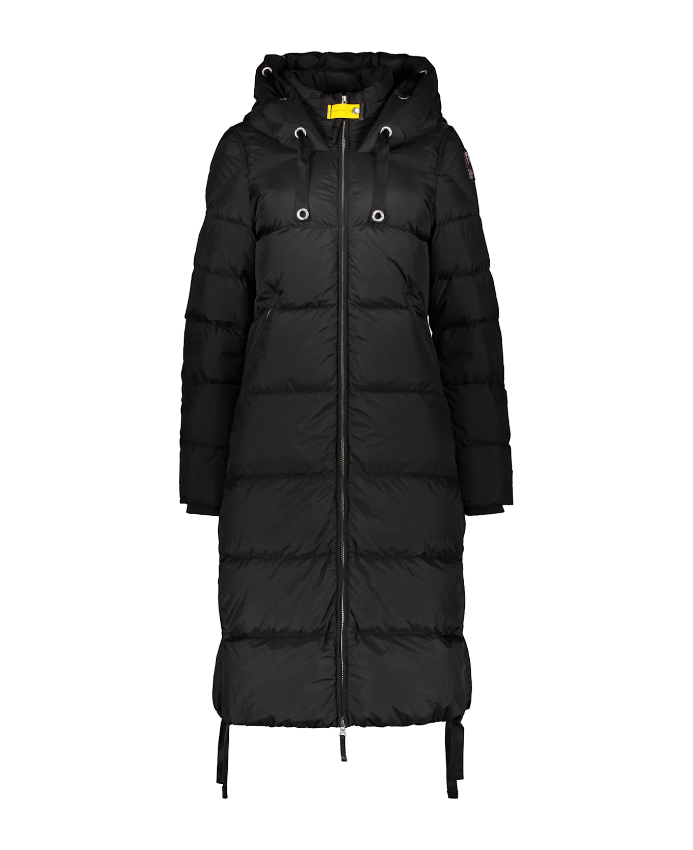 Parajumpers Long Black Puffer Jacket With Adjustable Hood - black