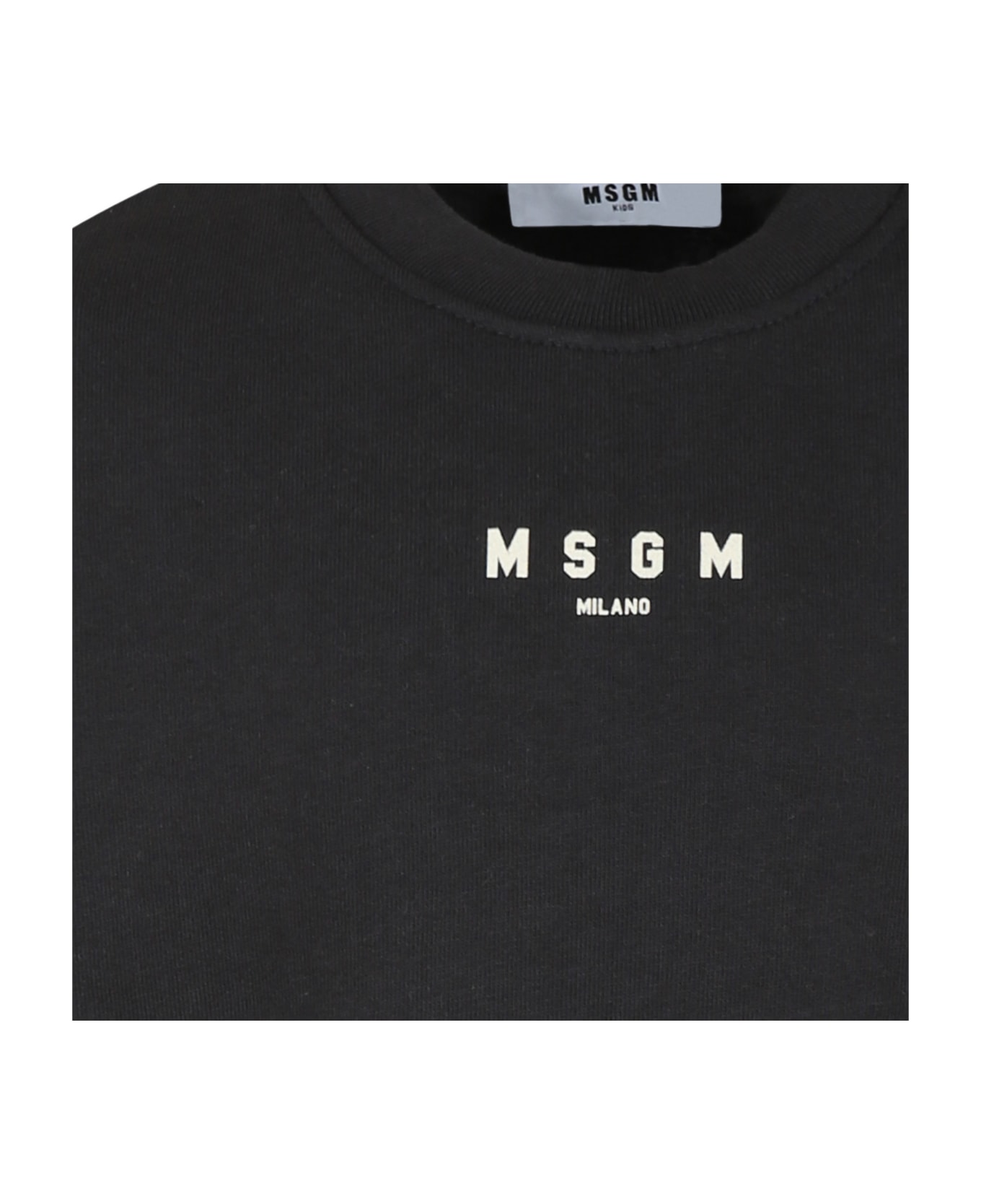 MSGM Black Sweatshirt For Kids With Logo - Grey ニットウェア＆スウェットシャツ