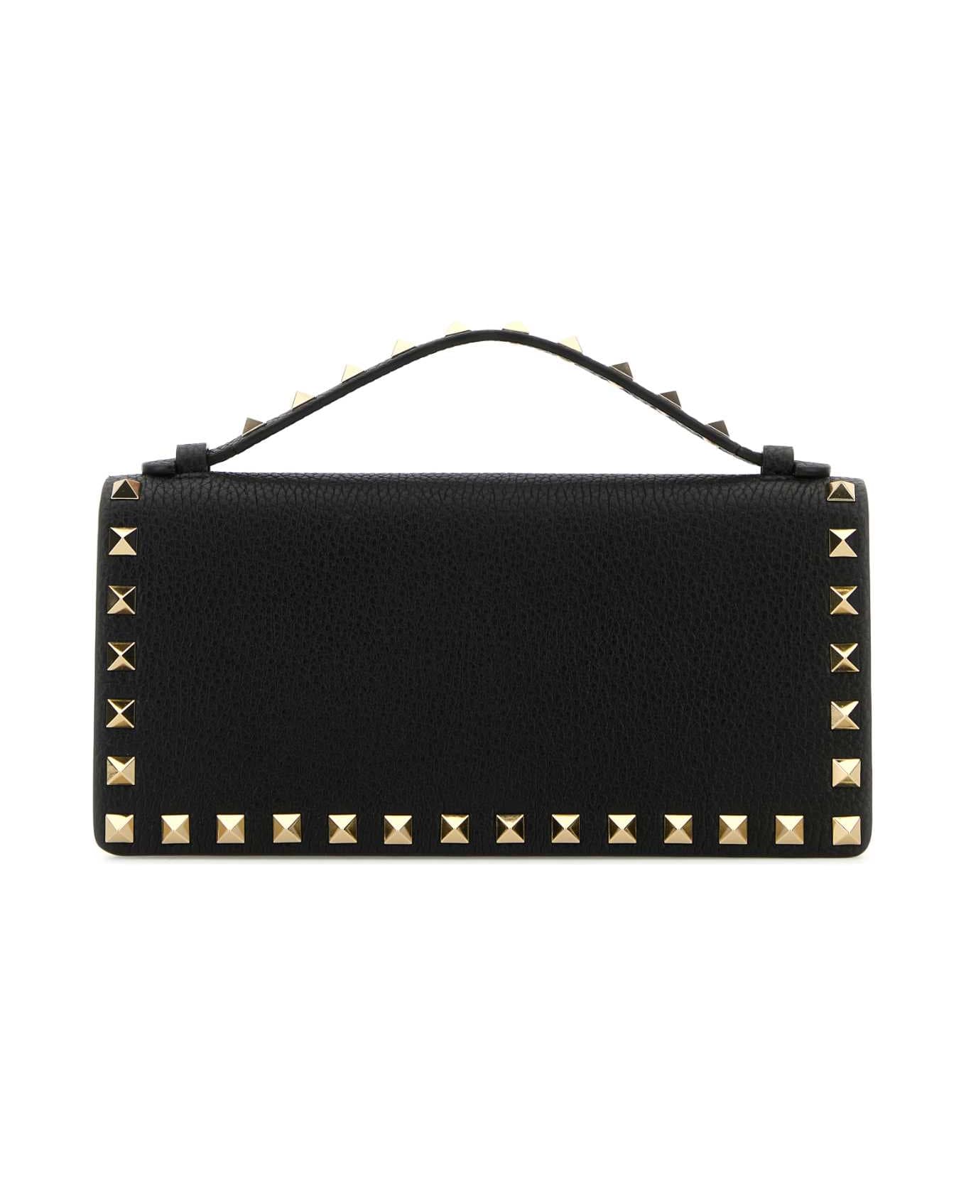 Valentino Garavani Black Leather Rockstud Handbag - NERO
