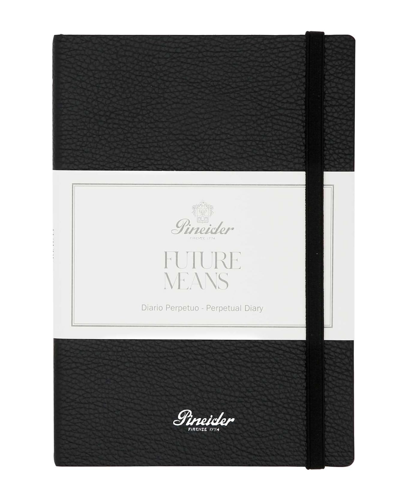 Pineider Black Leather Future Means Diary - BLACK