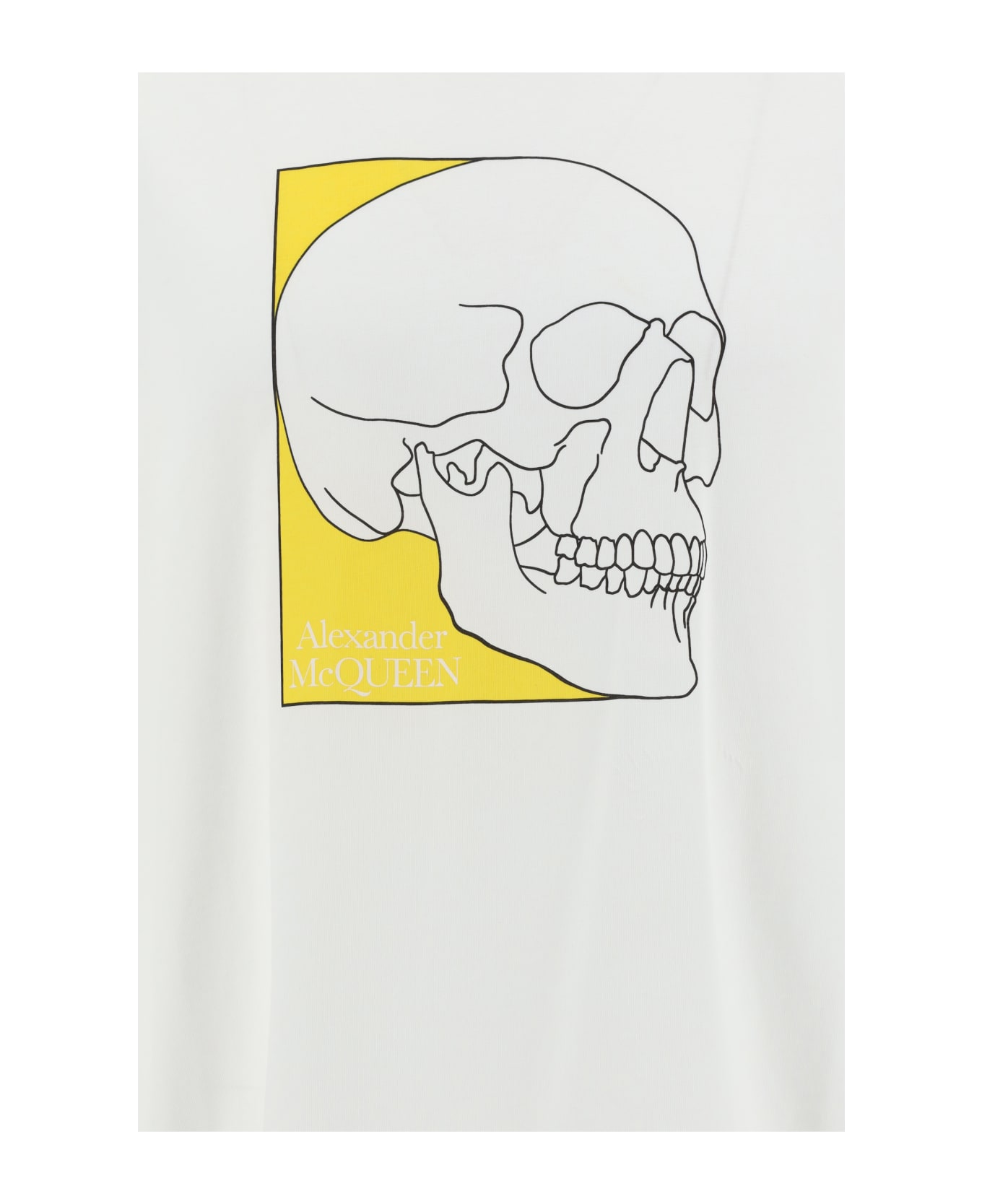 Alexander McQueen Skull Logo Print T-shirt - White/yellow シャツ