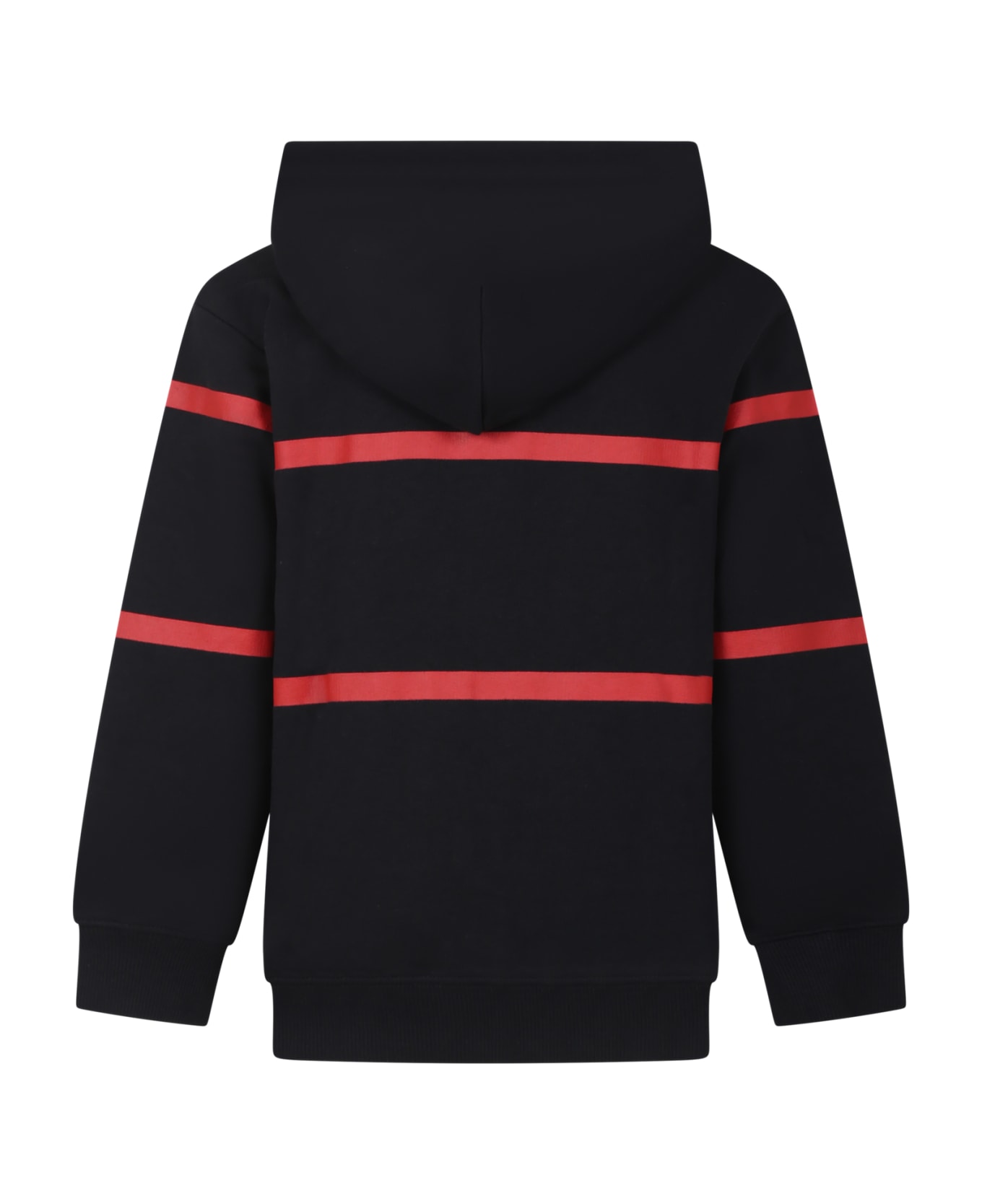 GCDS Mini Black Sweatshirt For Kids With Stripes And Logo - Black