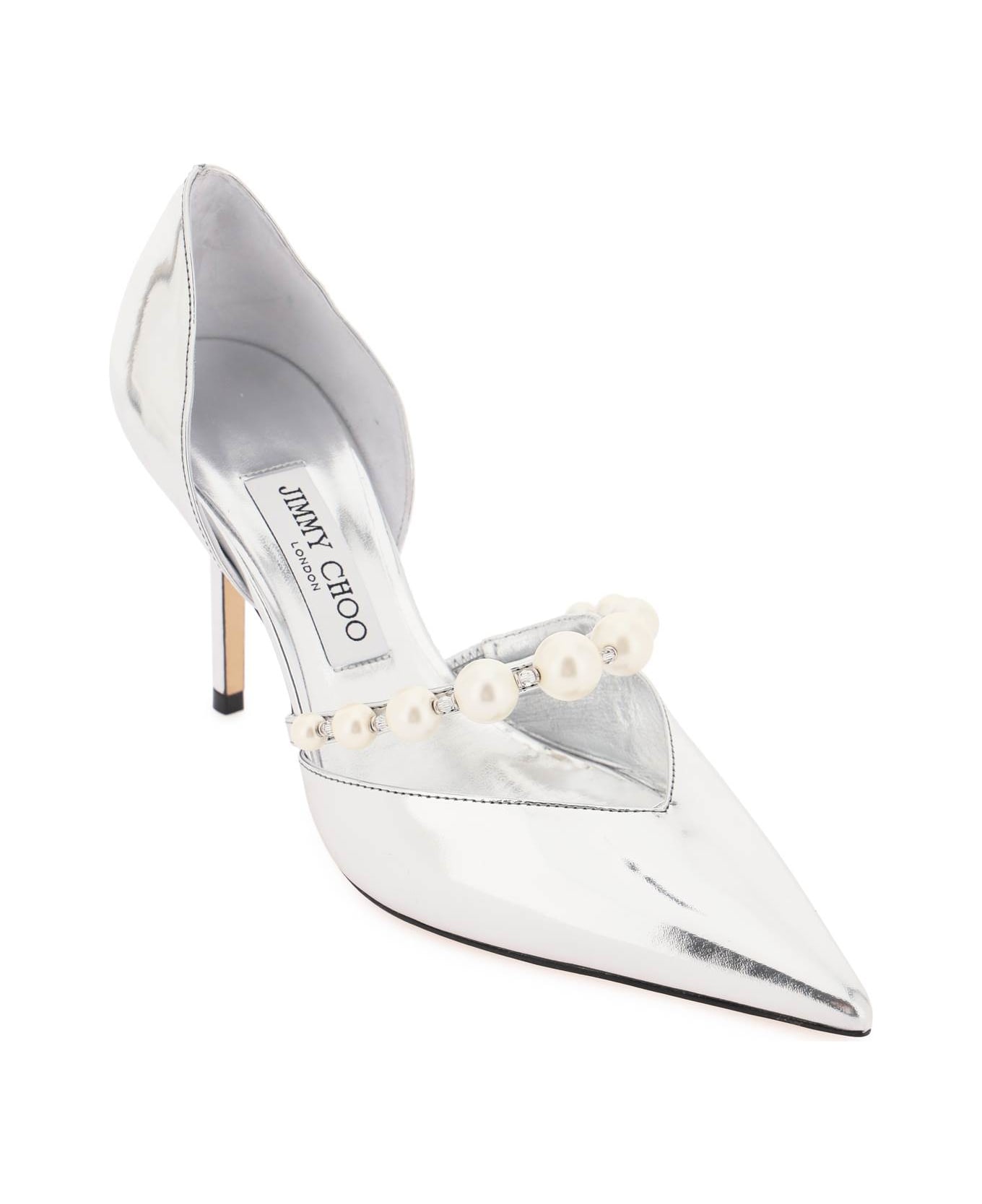 Jimmy Choo Pumps Aurelie 85 With Pearls - SILVER WHITE (Silver) ハイヒール