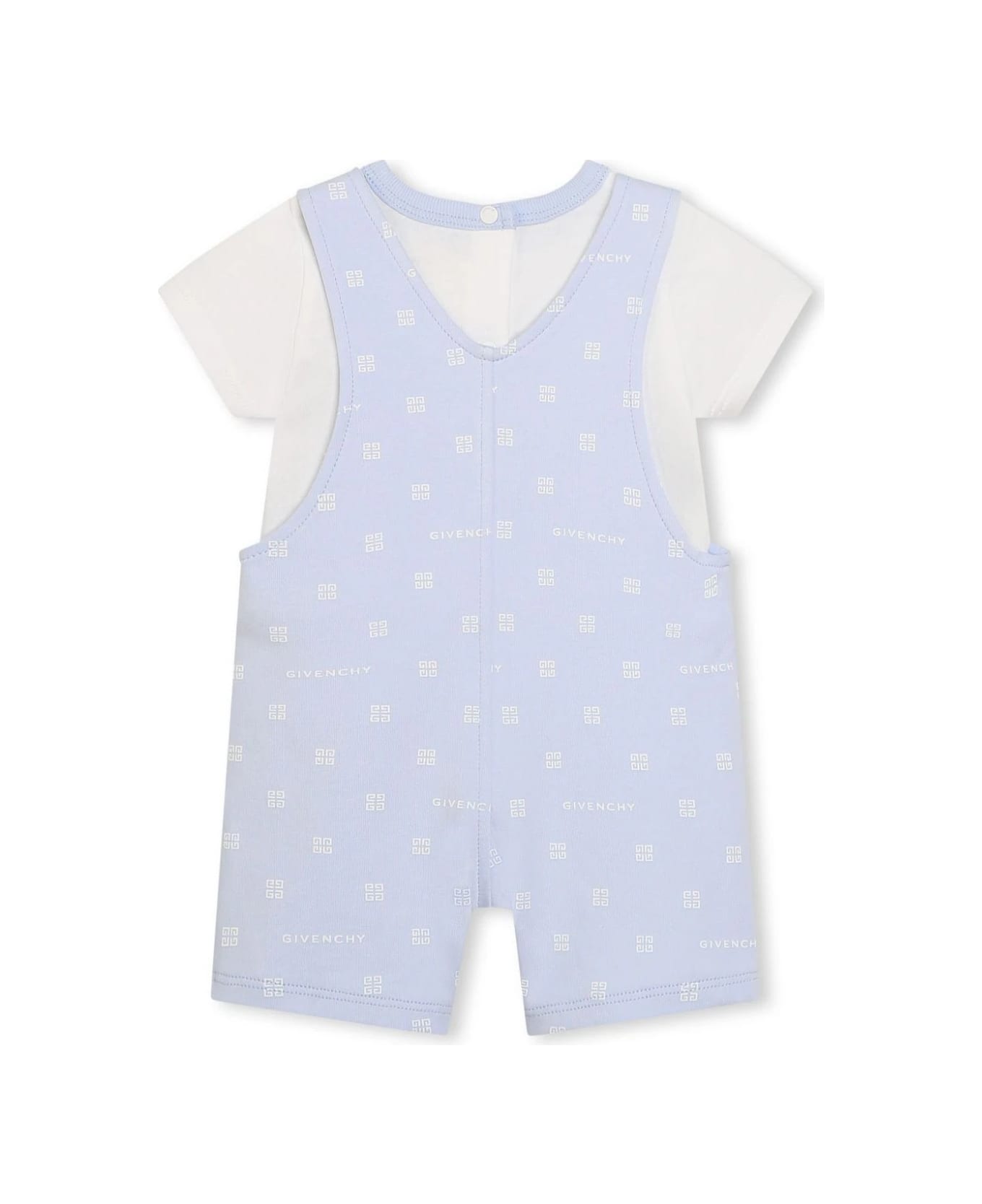Givenchy 4g T-shirt And Dungaree Set In White And Light Blue - Blue ボディスーツ＆セットアップ
