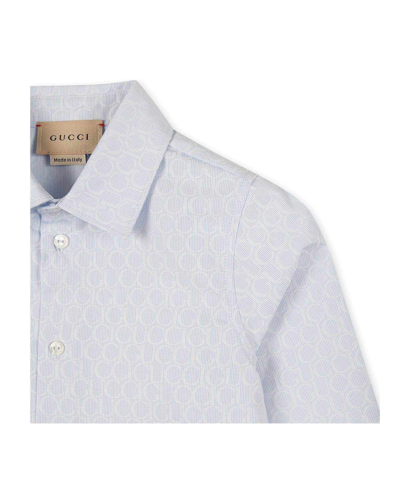 Gucci Light Blue Shirt For Baby Boy With Gucci Magazine Logo - Light Blue