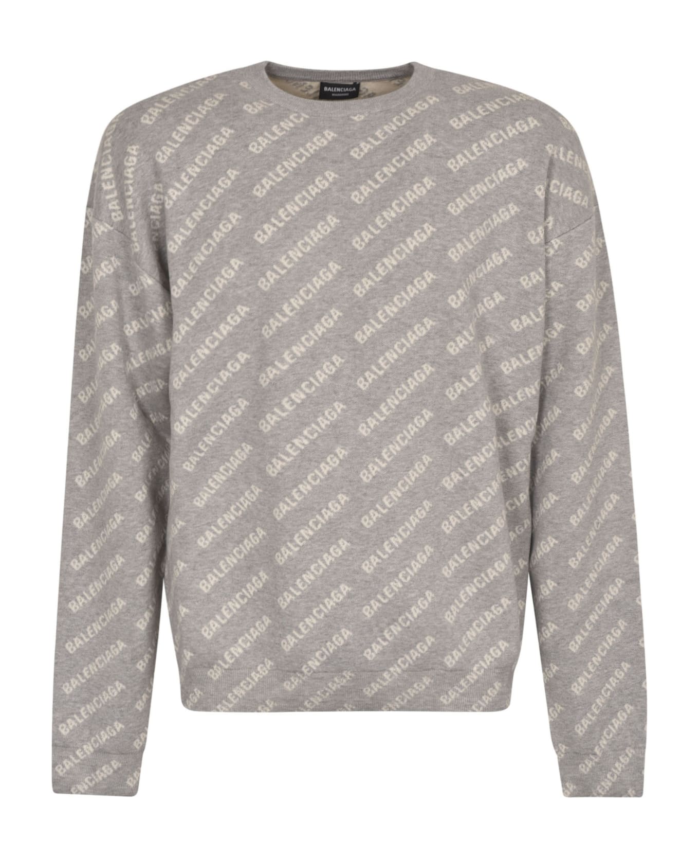 Balenciaga All-over Logo Sweater - Grey/White