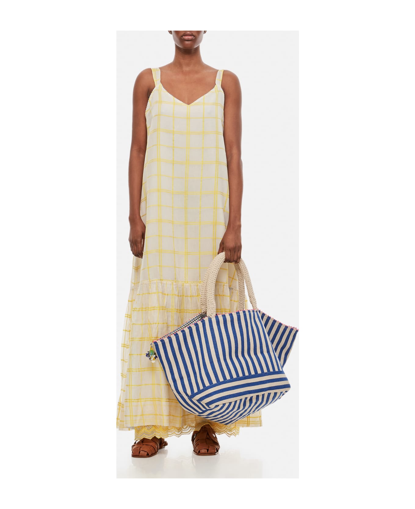 Péro Checkered Maxi Dress - Yellow ワンピース＆ドレス