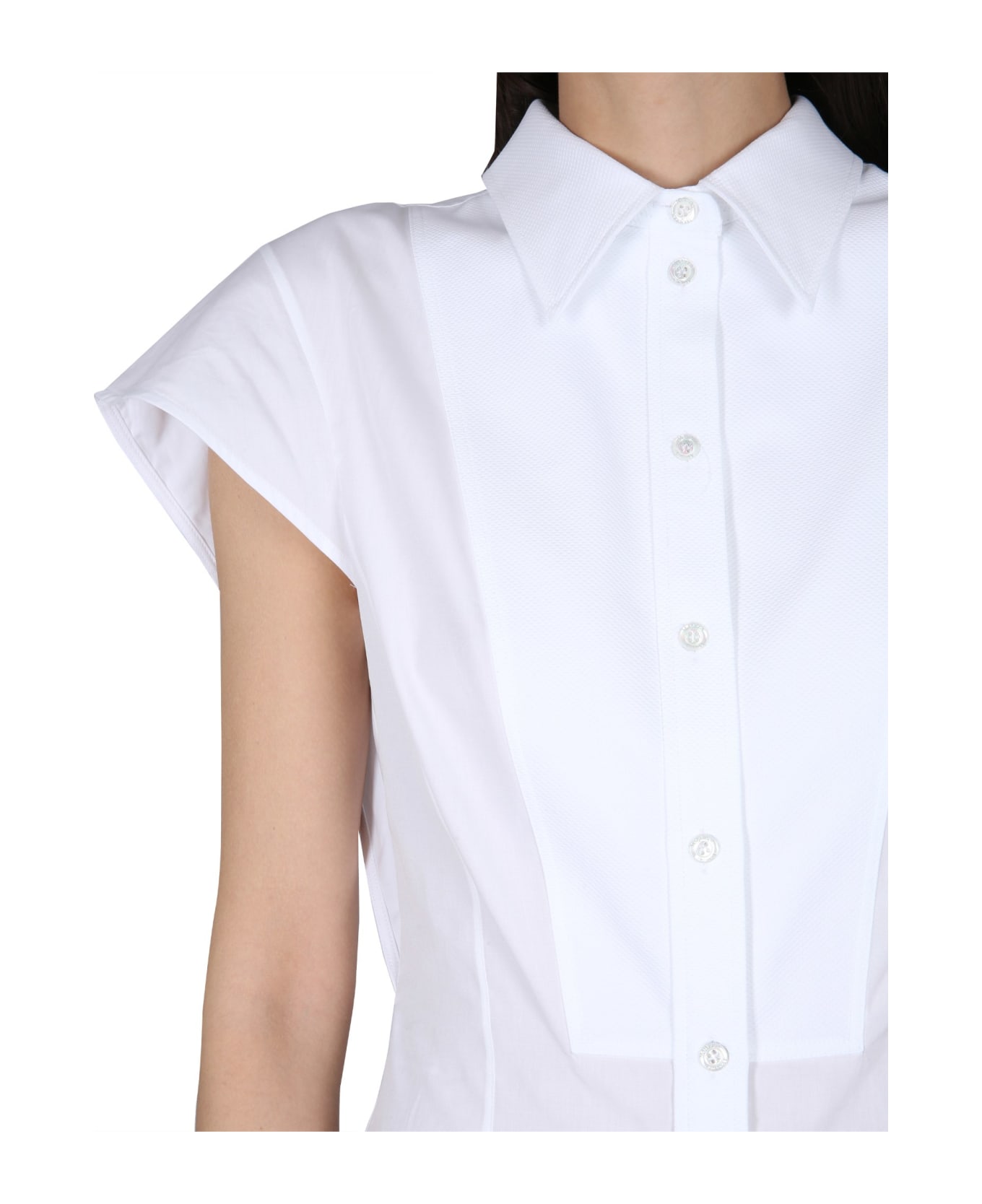 Alexander McQueen Short-sleeved Cotton Shirt - White
