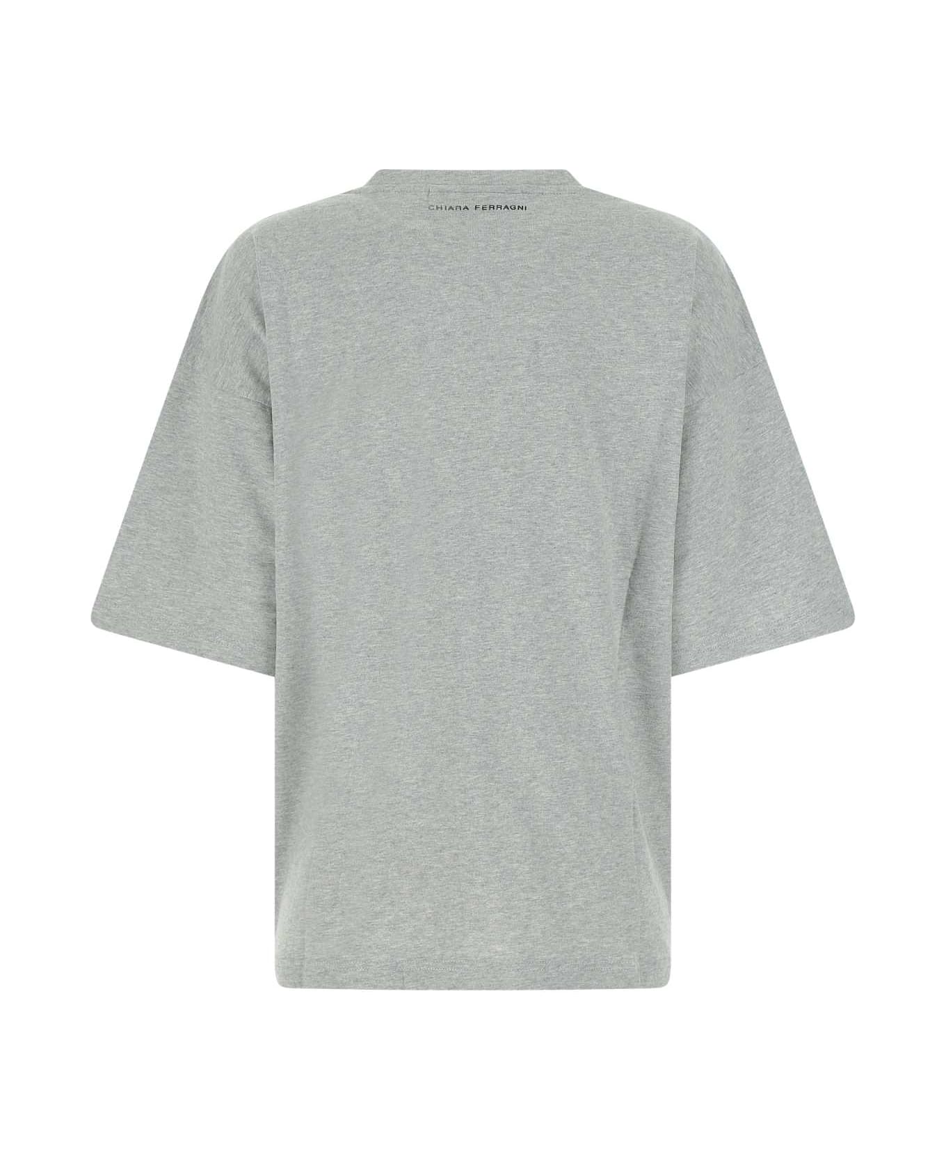 Chiara Ferragni Melange Grey Cotton Oversize T-shirt - 806