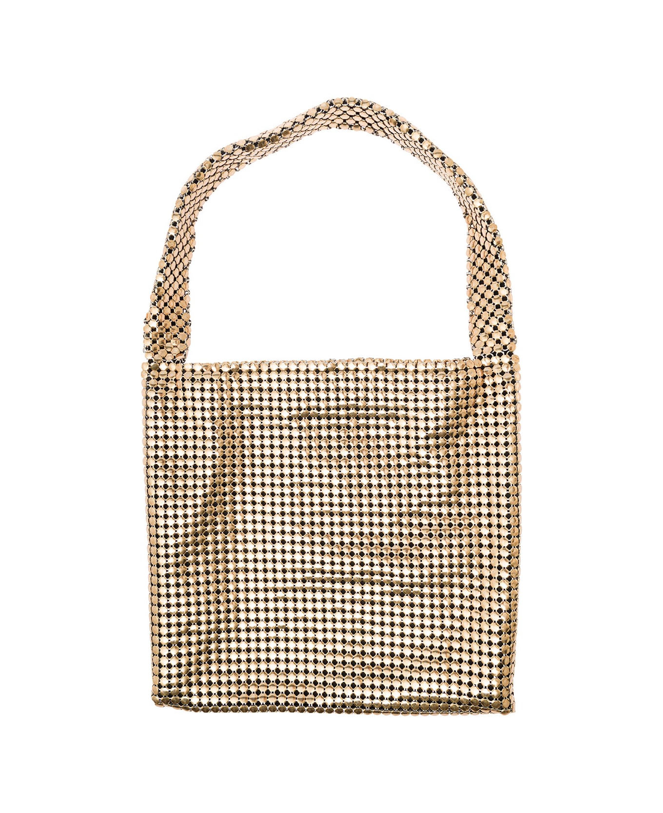 Paco Rabanne 'pixel' Gold-tone Tote Bag In Metallic Mesh Woman