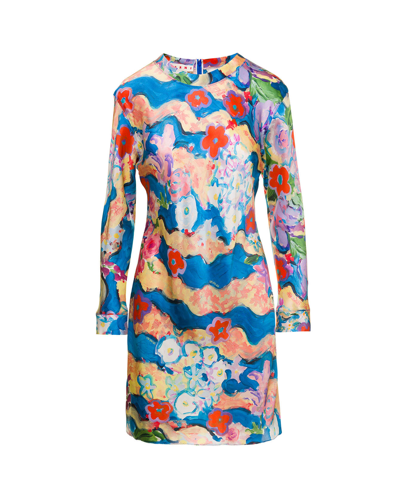 Marni Multicolor Long Sleeves Mini Dress With Julie Print Woman Marni - Multicolor