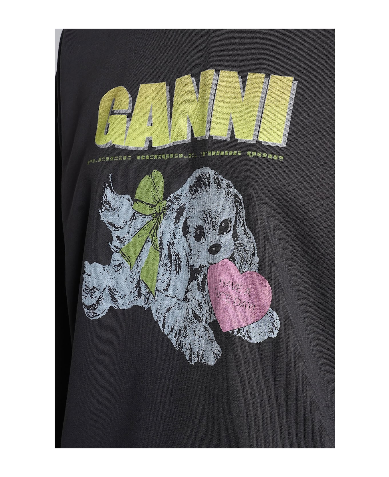 Ganni Sweatshirt In Black Cotton - black