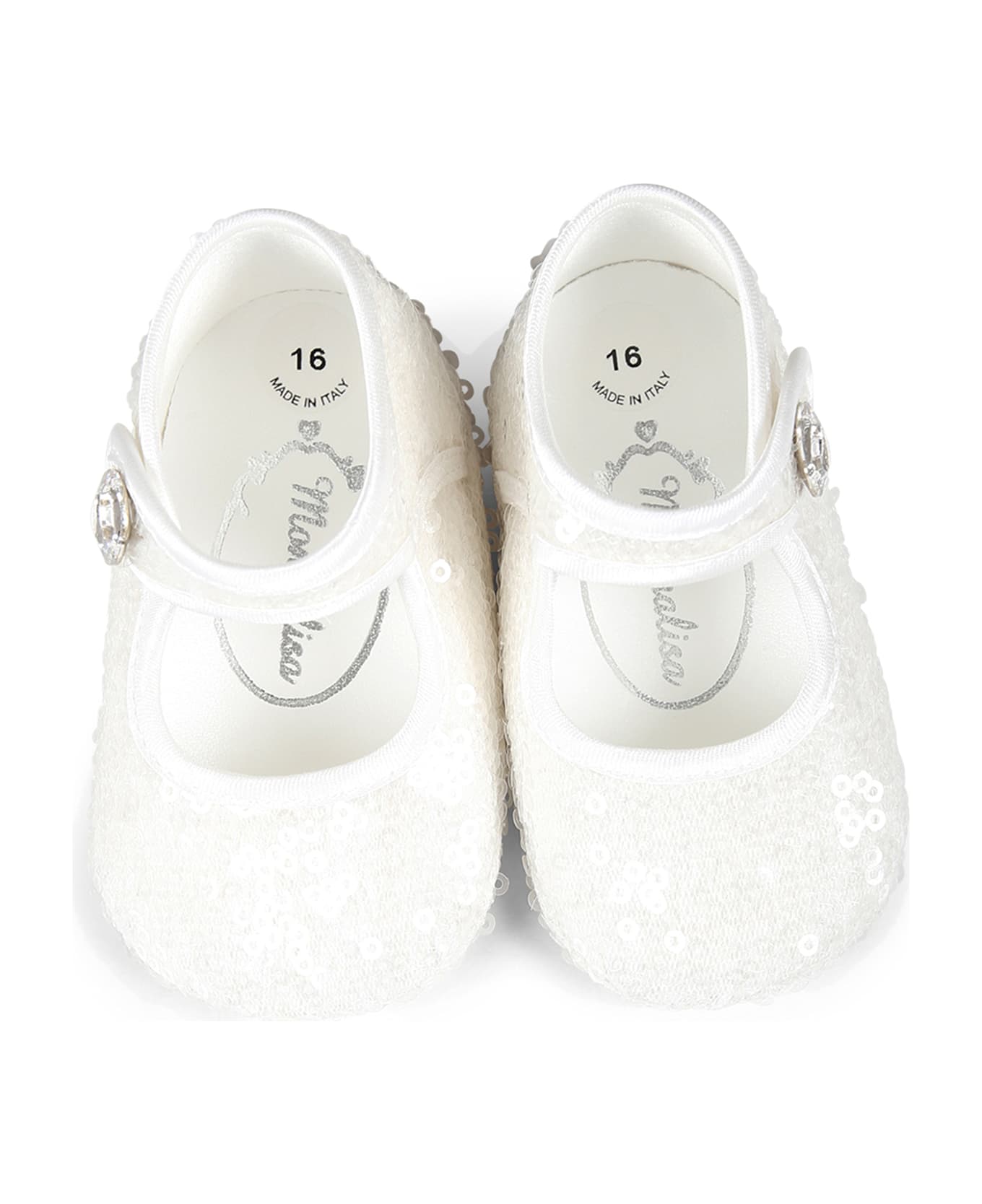 Monnalisa White Ballet Flats For Baby Girl - White