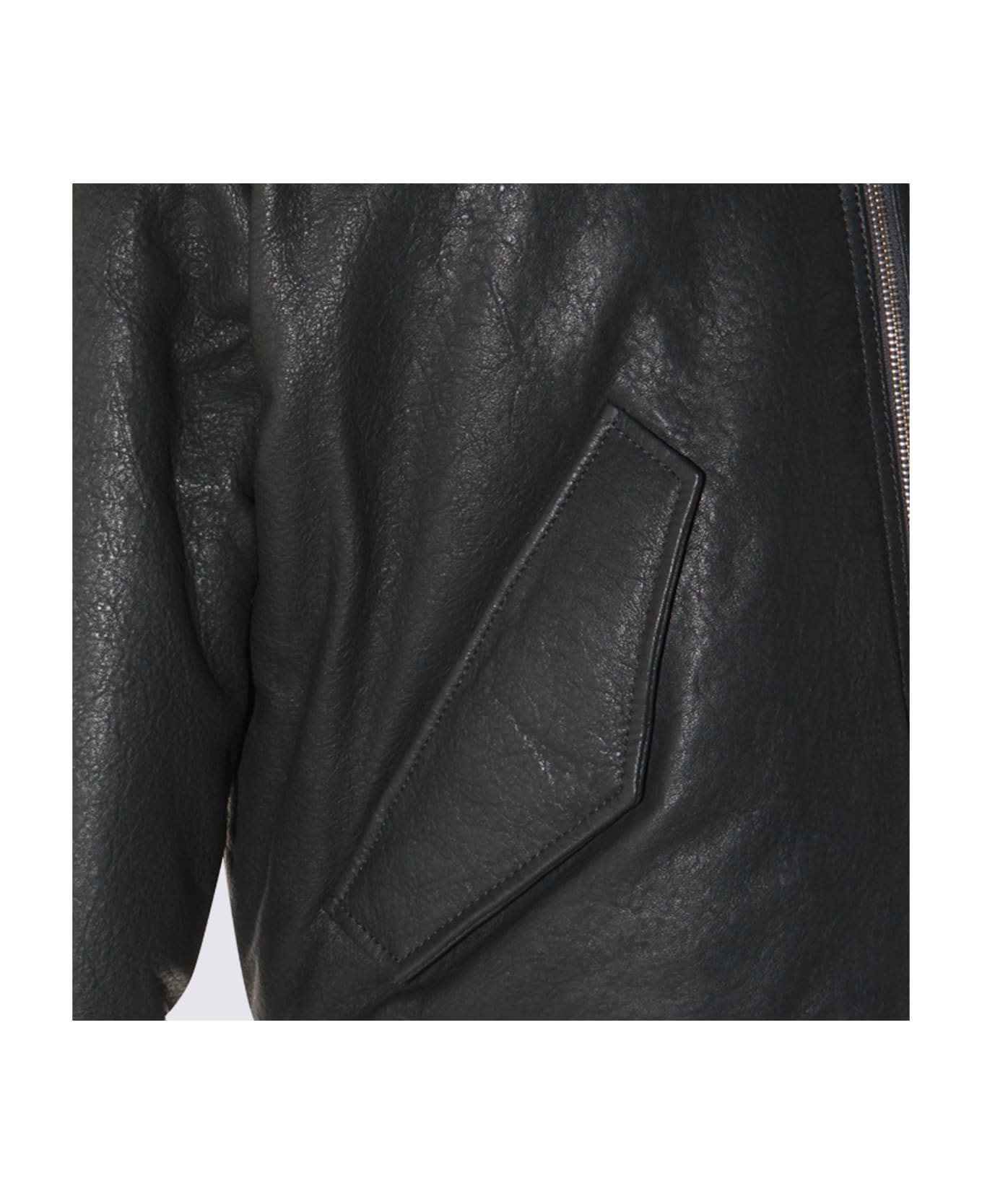 Ami Alexandre Mattiussi Black Leather Jacket - Grey レザージャケット
