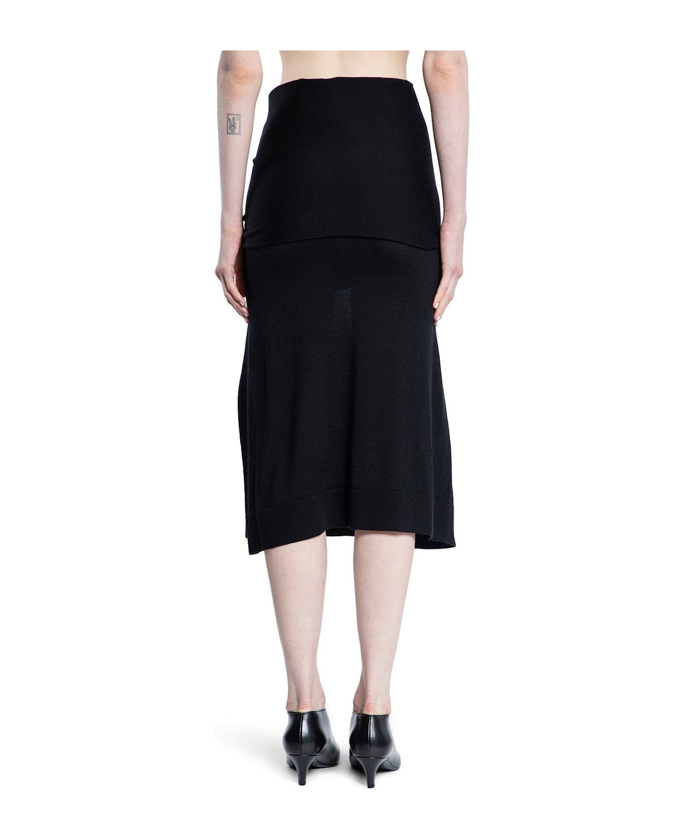 Totême Draped Fine Knit Skirt - 001 BLACK