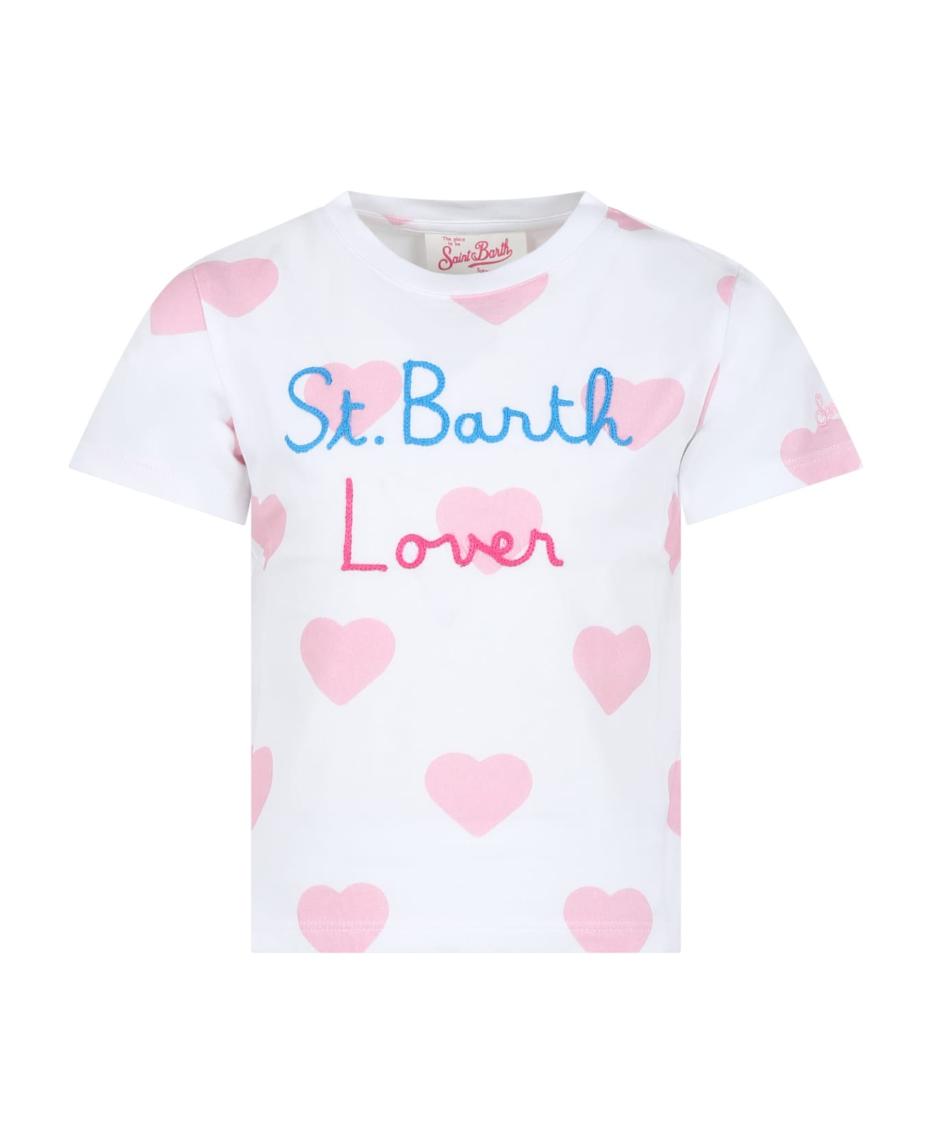 MC2 Saint Barth White T-shirt For Girl With Hearts - White