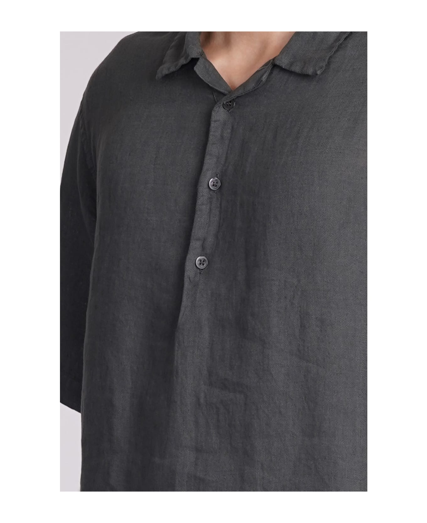 Barena Mola Shirt In Grey Linen - Piombo