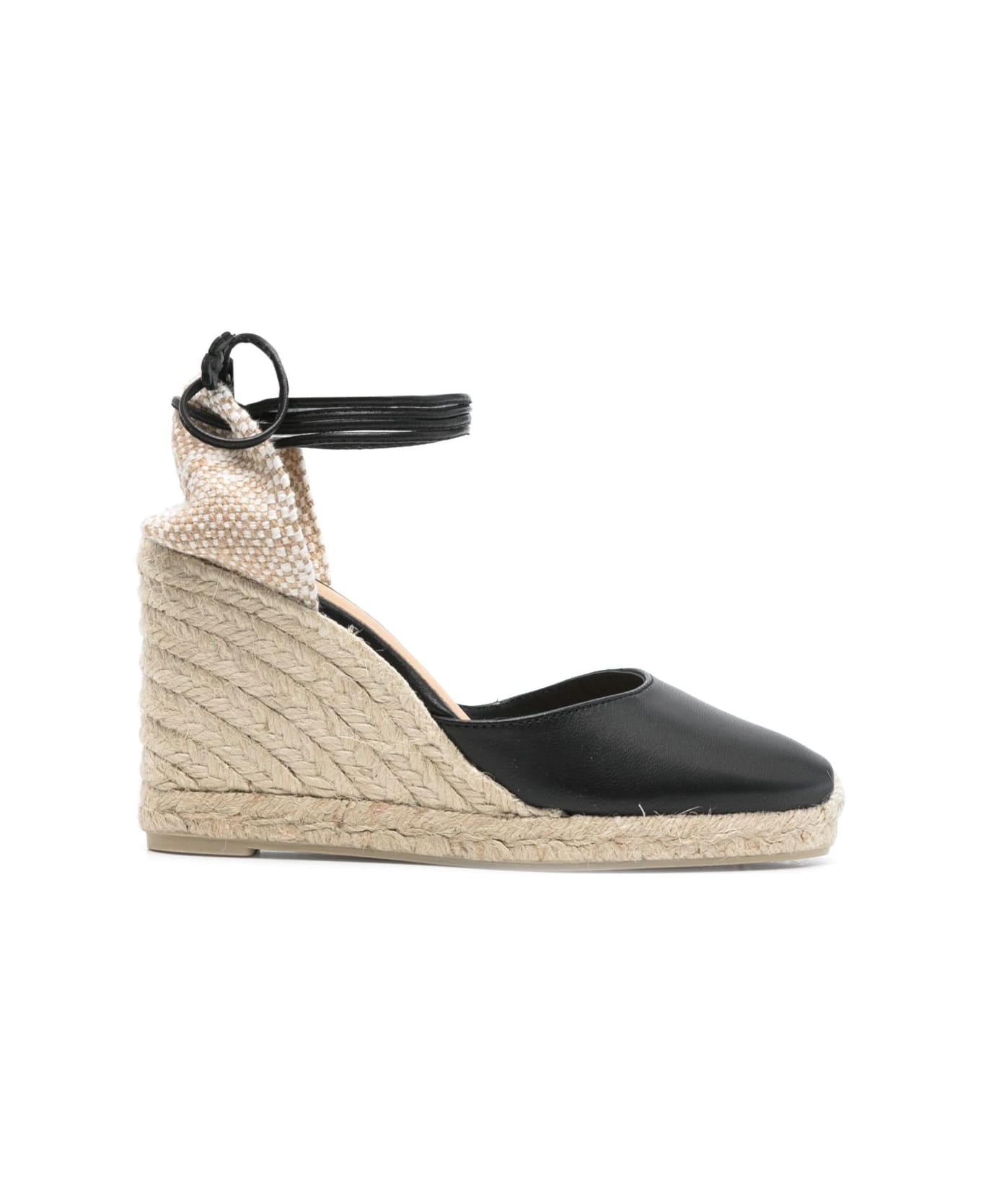 Castañer Carina Leather Espadrilles - Black
