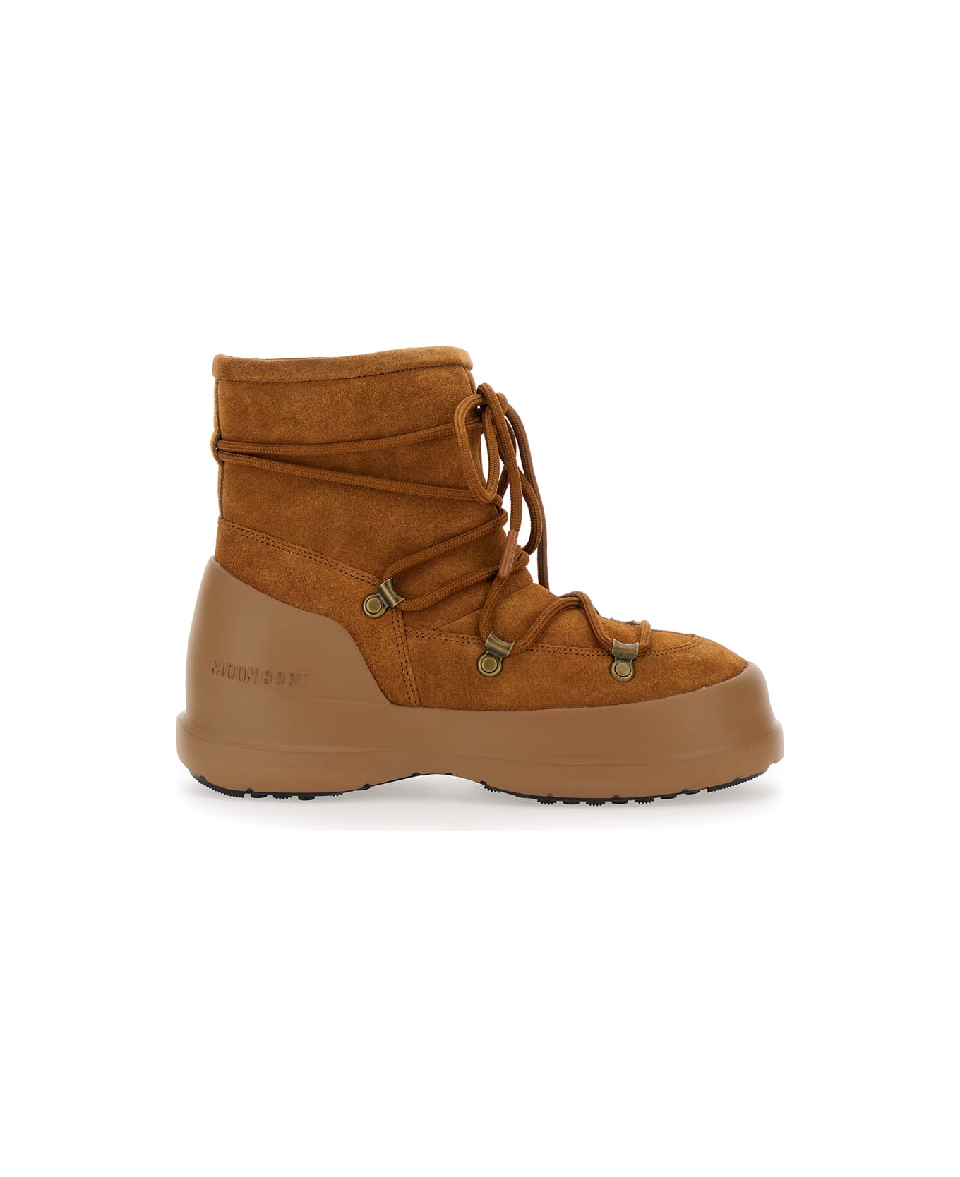 Moon Boot 
luna
 Brown Ankle Boots With Laces In Suede And Tech Fabric Woman - Brown