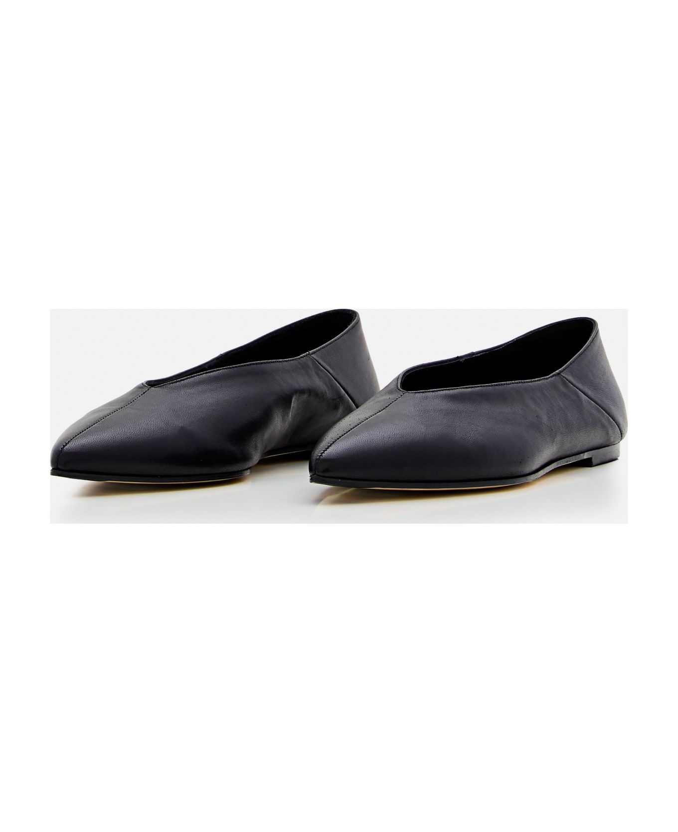 aeyde Moa Leather Ballet Flats - Black
