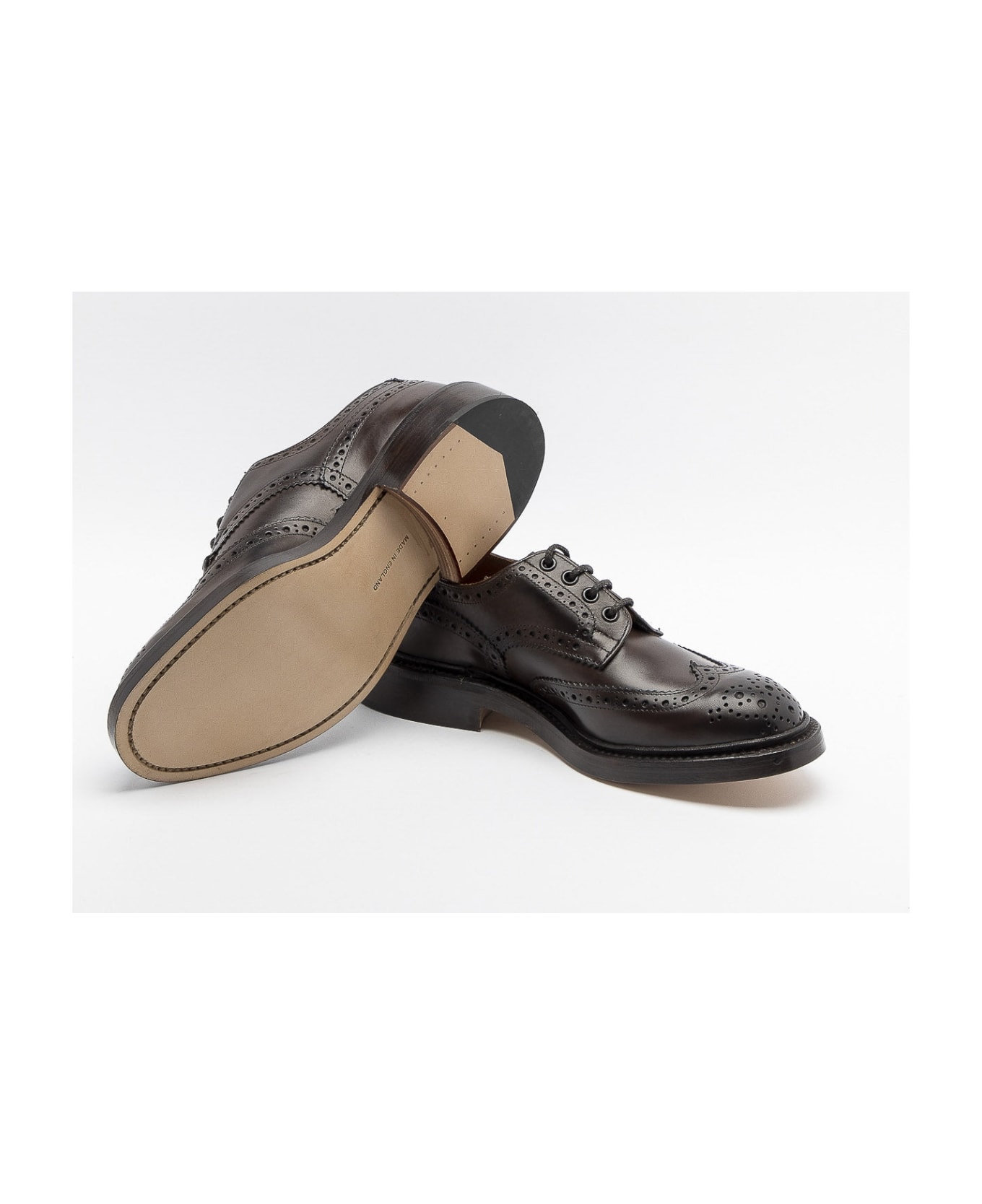 Tricker's Bourton Espresso Burnished Calf Derby Shoe (leather Sole) - Cuoio