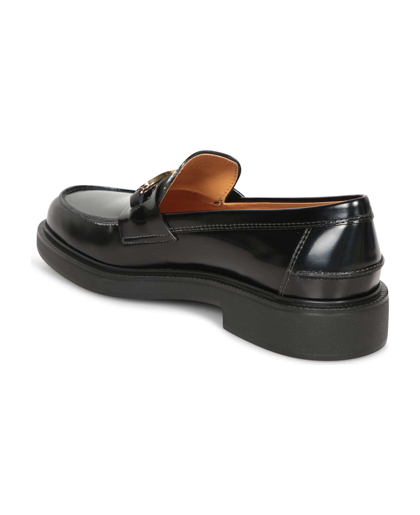 Tod's Black Oval Logo Loafers - Black フラットシューズ