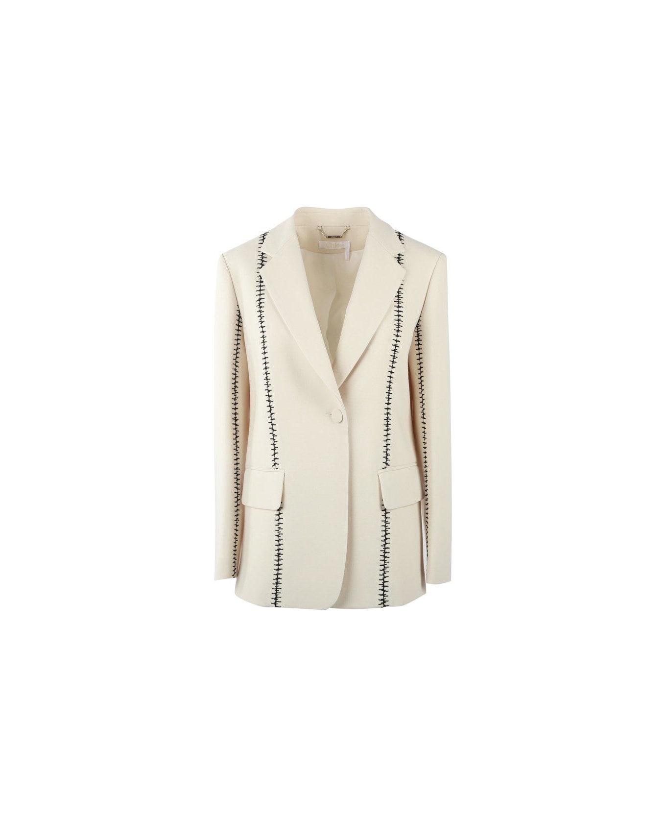 Chloé Embroidered Single-breasted Jacket - Seedpearl beige