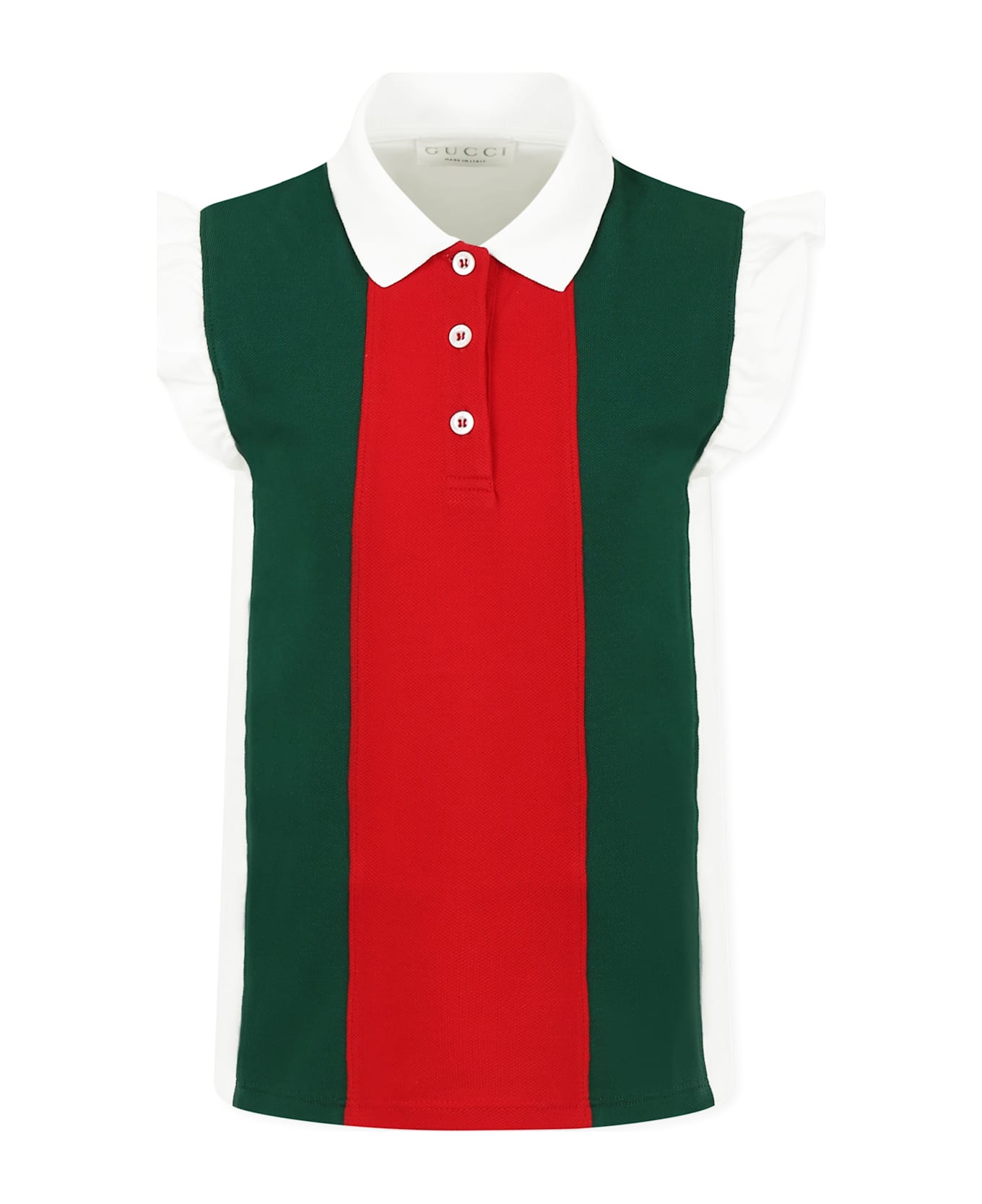 Gucci Multicolor Polo Shirt For Girl With Web Detail - Multicolor
