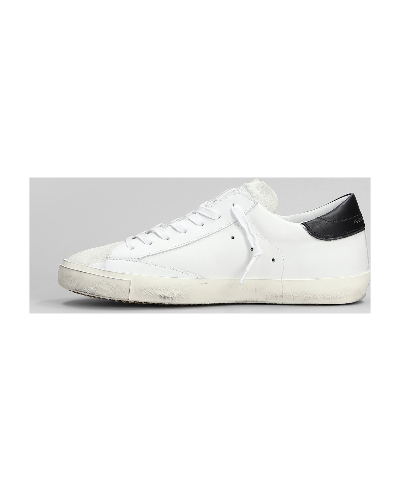 Philippe Model Prsx Low Sneakers In White Suede And Leather - white