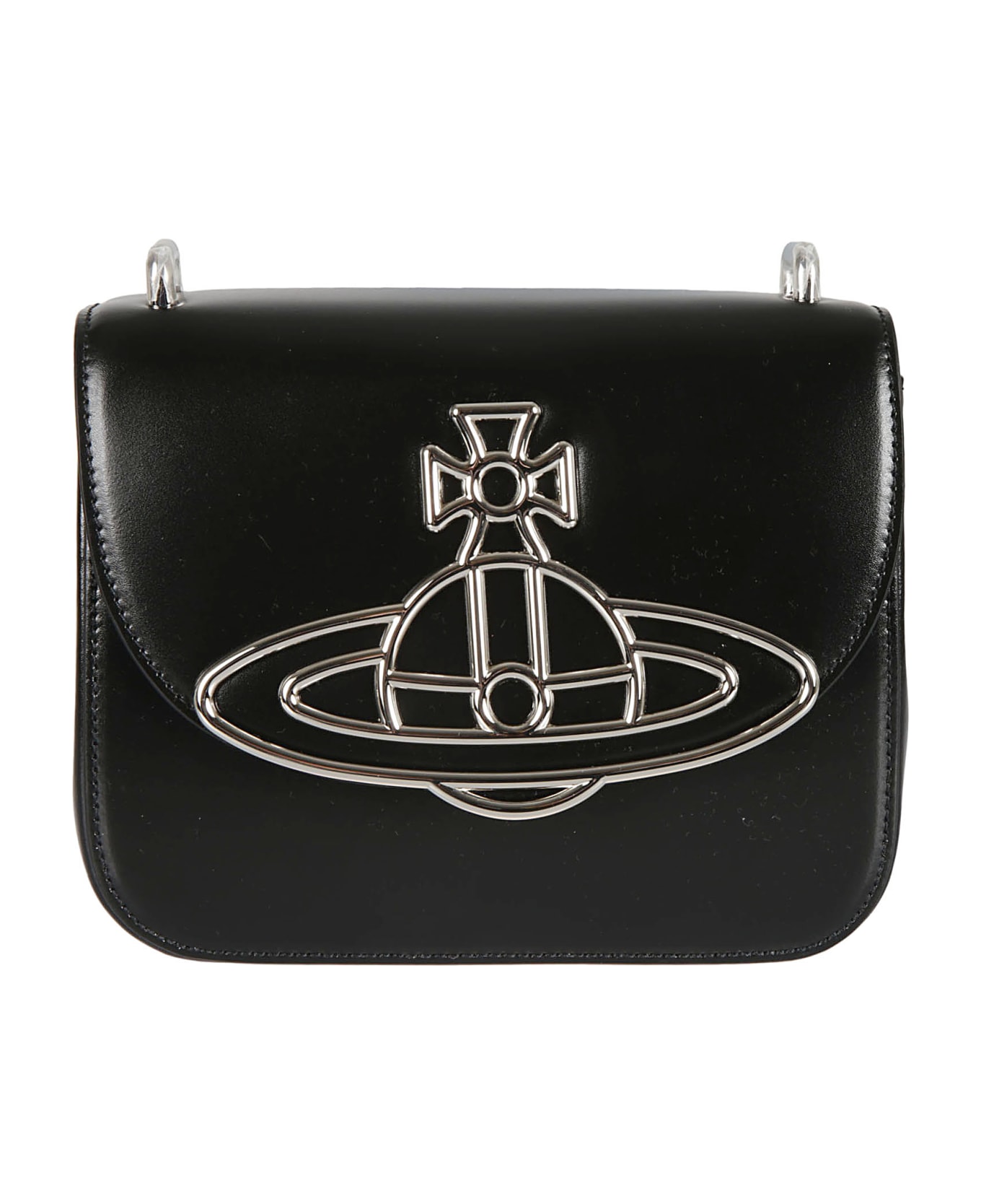 Vivienne Westwood Logo Detail Flap Shoulder Bag - Black