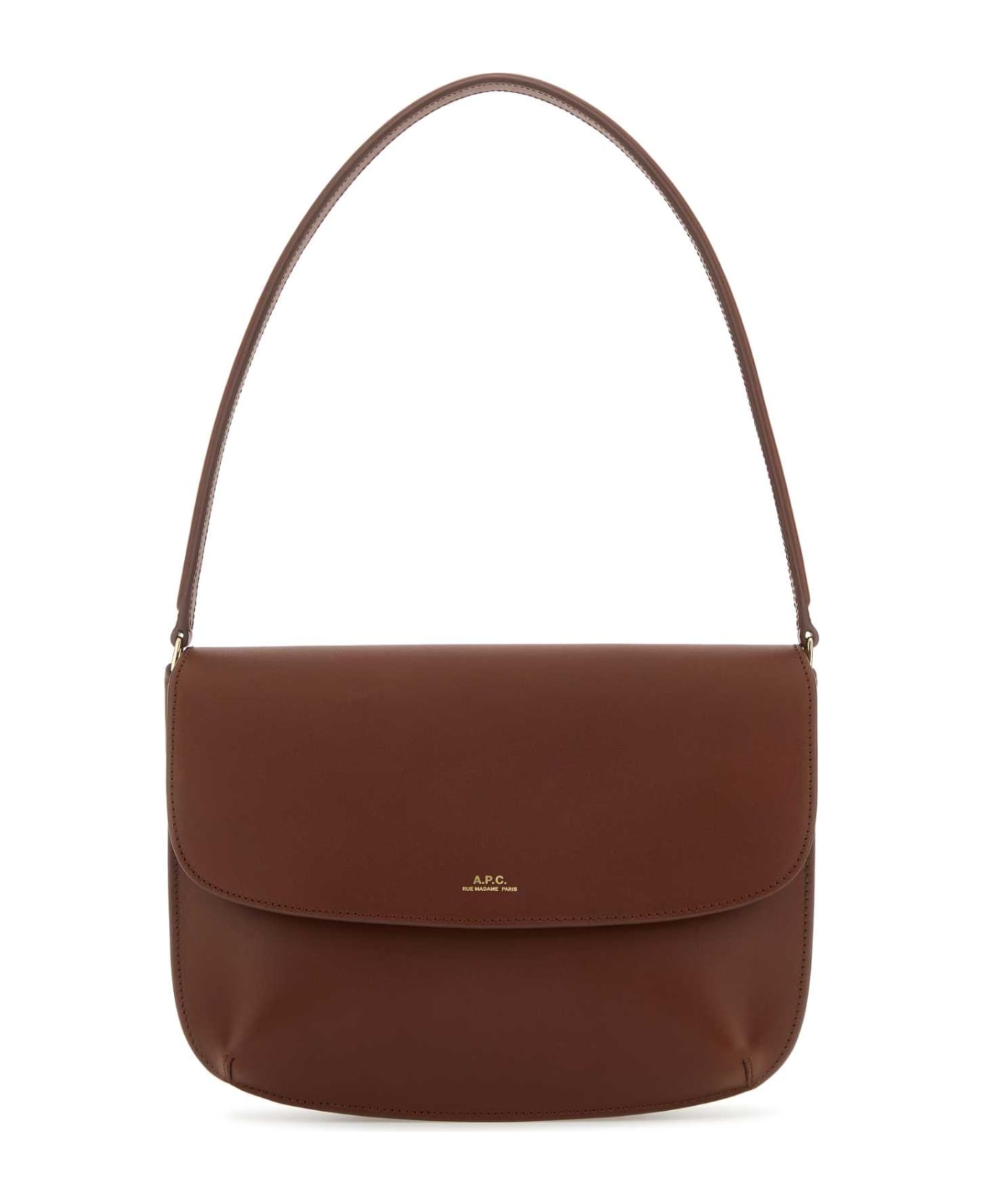 A.P.C. Brown Leather Sara Shoulder Bag - CAD トートバッグ