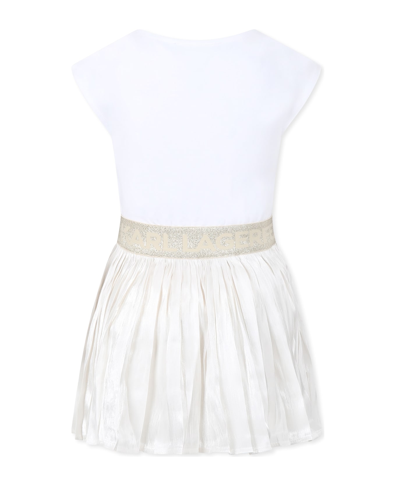Karl Lagerfeld Kids White Dress For Girl With Logo - White