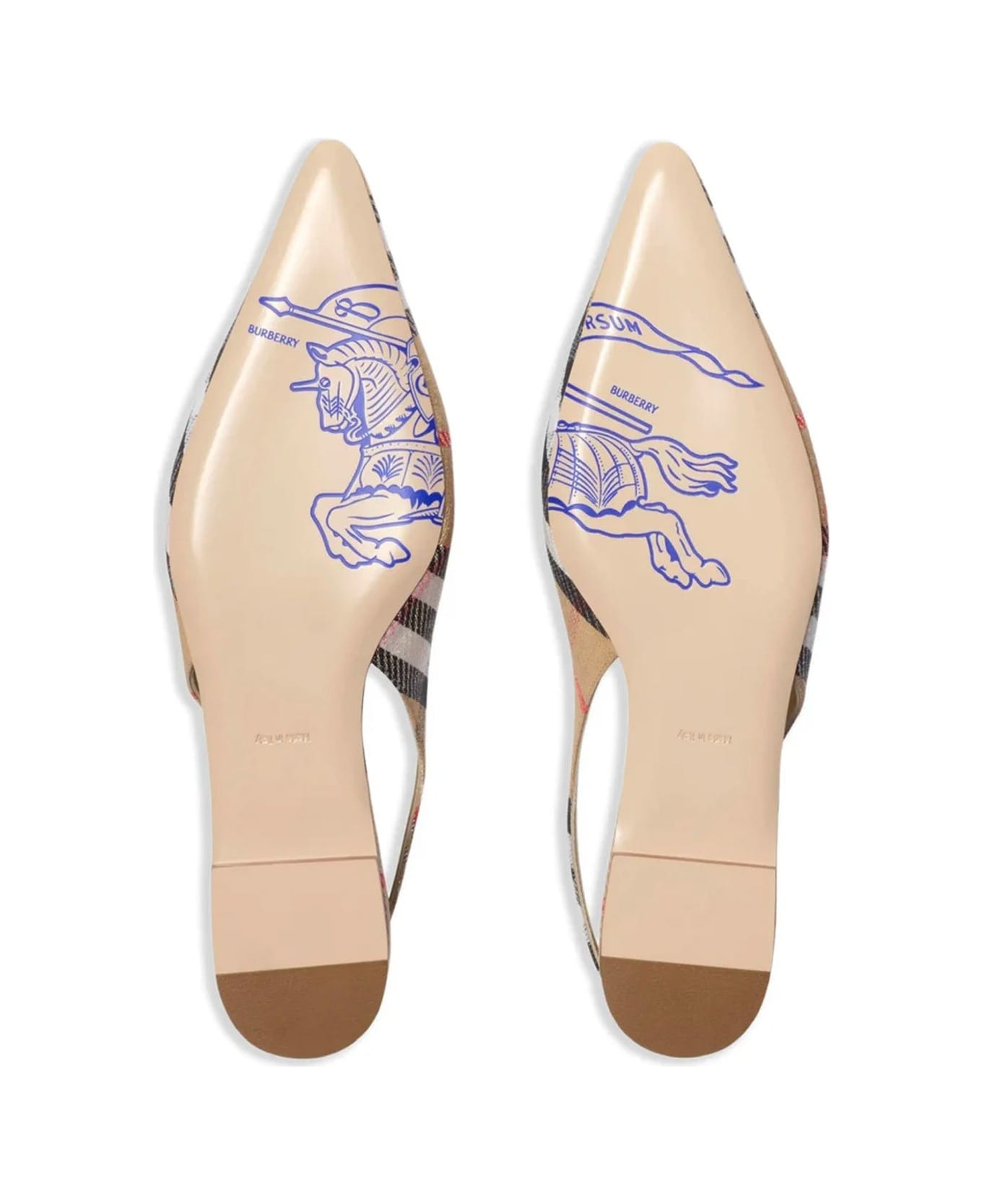 Burberry Check Birdie Slingback Ballerina Flats - Brown