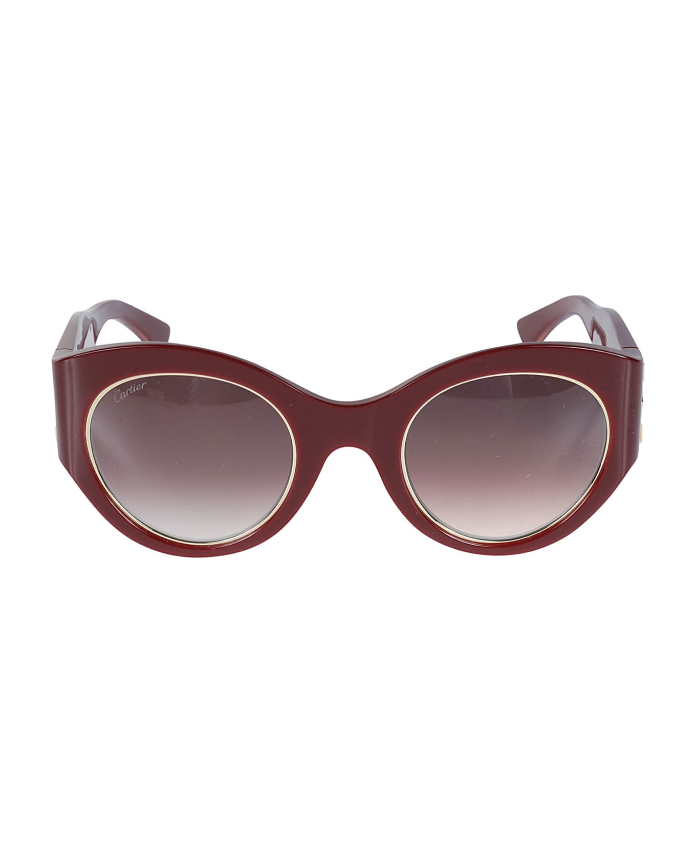 Cartier Eyewear Round Frame Sunglasses - Burgundy Red