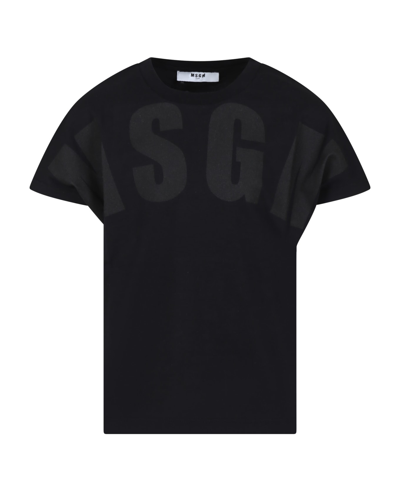 MSGM Black T-shirt For Kids With Logo - Nero